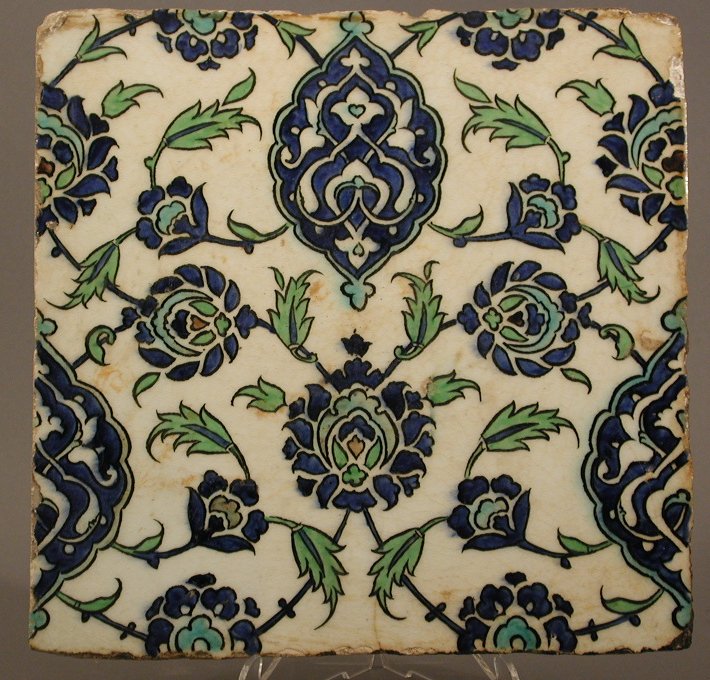 A 19th century rectangular Syrian Iznik wall tile