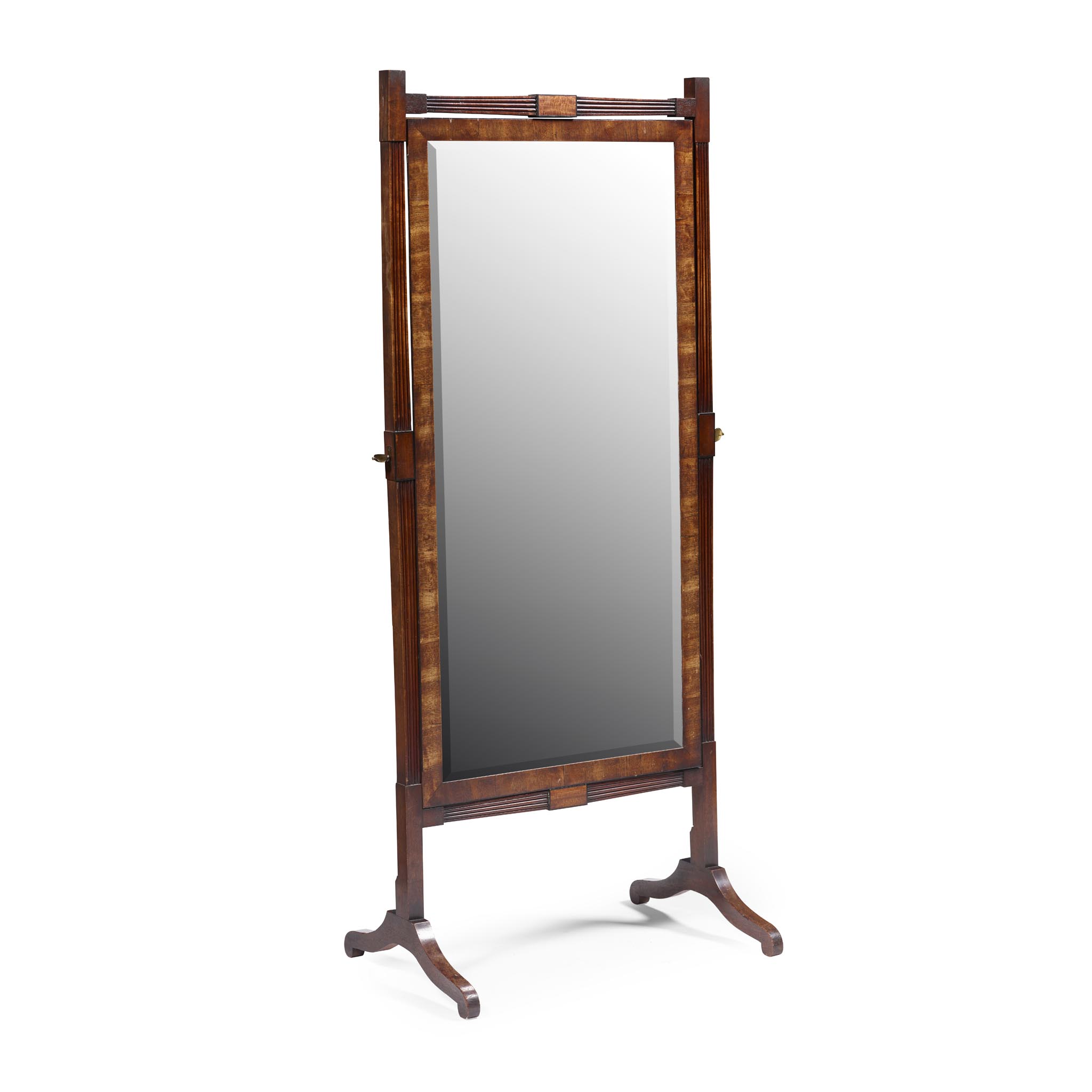 REGENCY MAHOGANY AND EBONY CHEVAL MIRROR