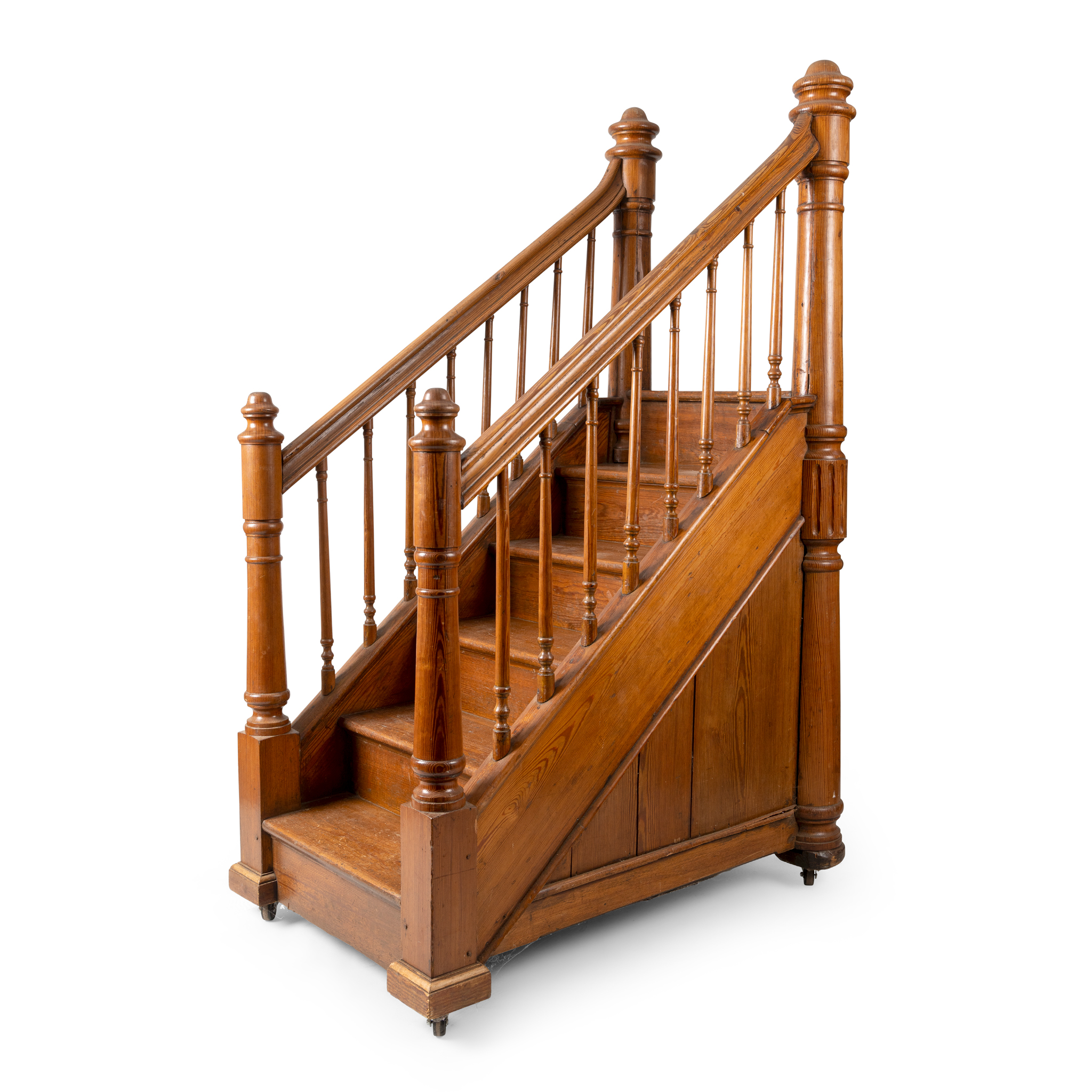 A SET OF PITCH PINE LIBRARY STEPS