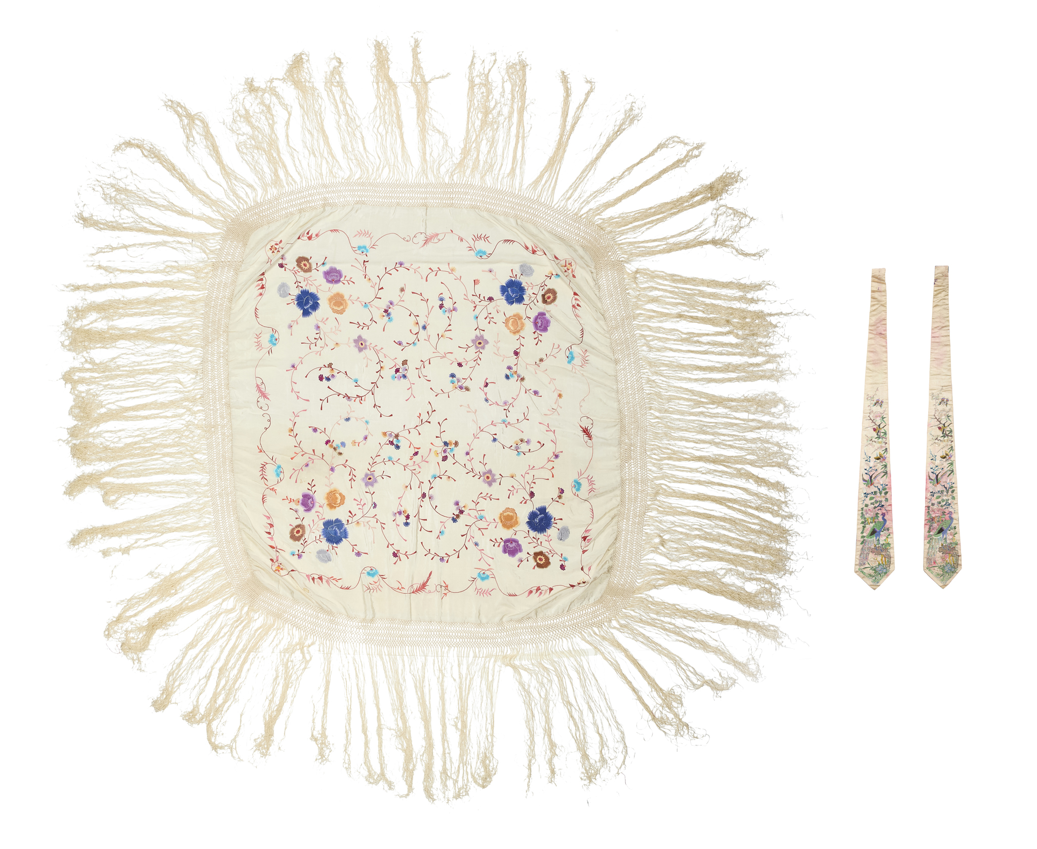 THREE CHINESE SILK EMBROIDERED ARTICLES