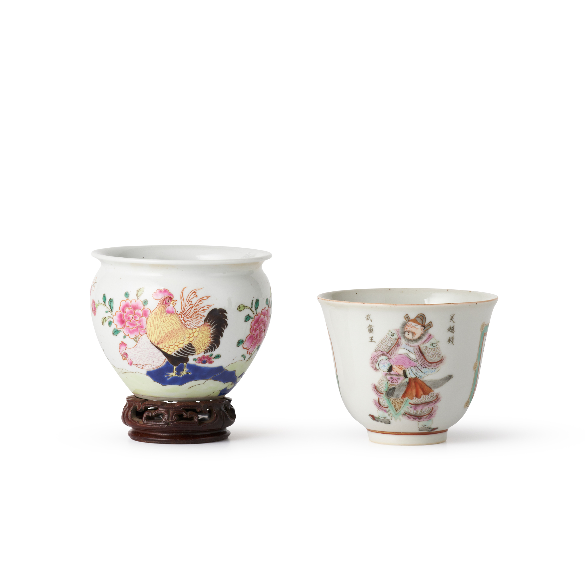 TWO FAMILLE ROSE WARES
