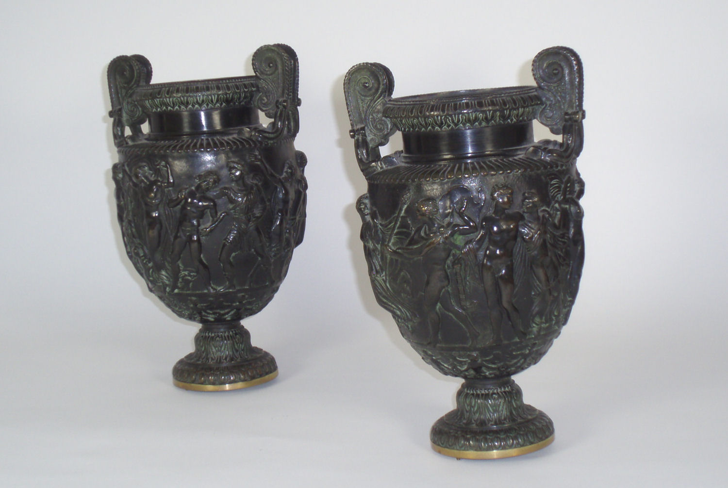 PAIR OF BRONZE CLASSICAL VASES