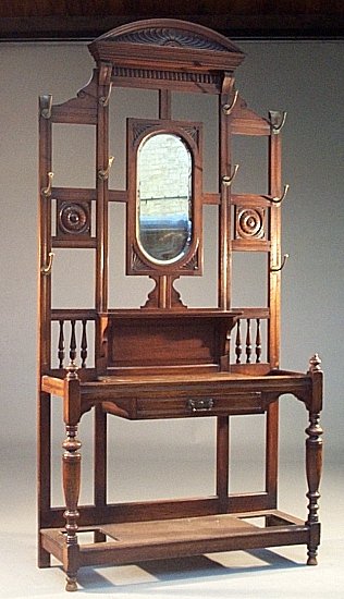 An Edwardian oak hall stand