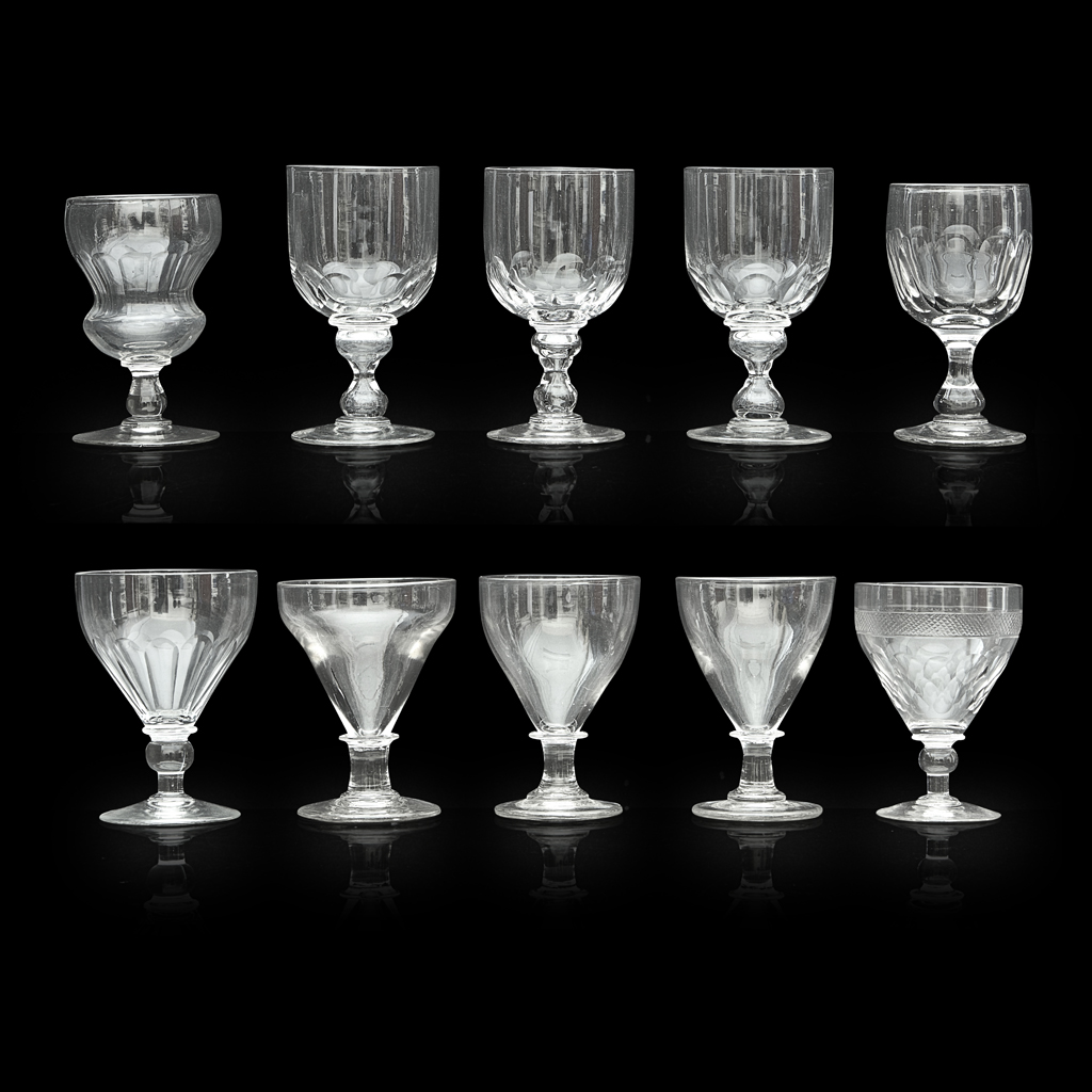 GROUP OF TEN ASSORTED GLASS RUMMERS