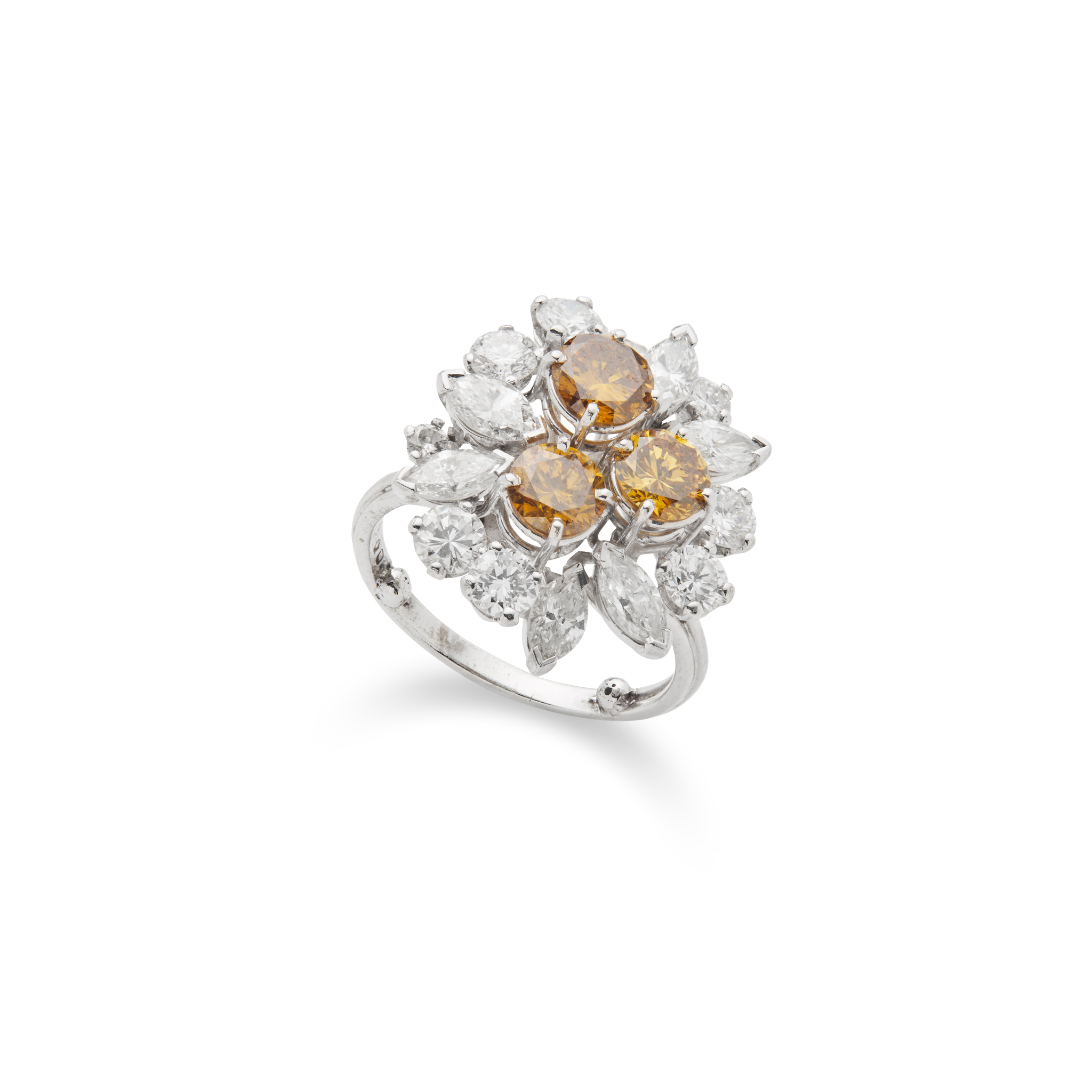 A platinum and diamond cluster ring