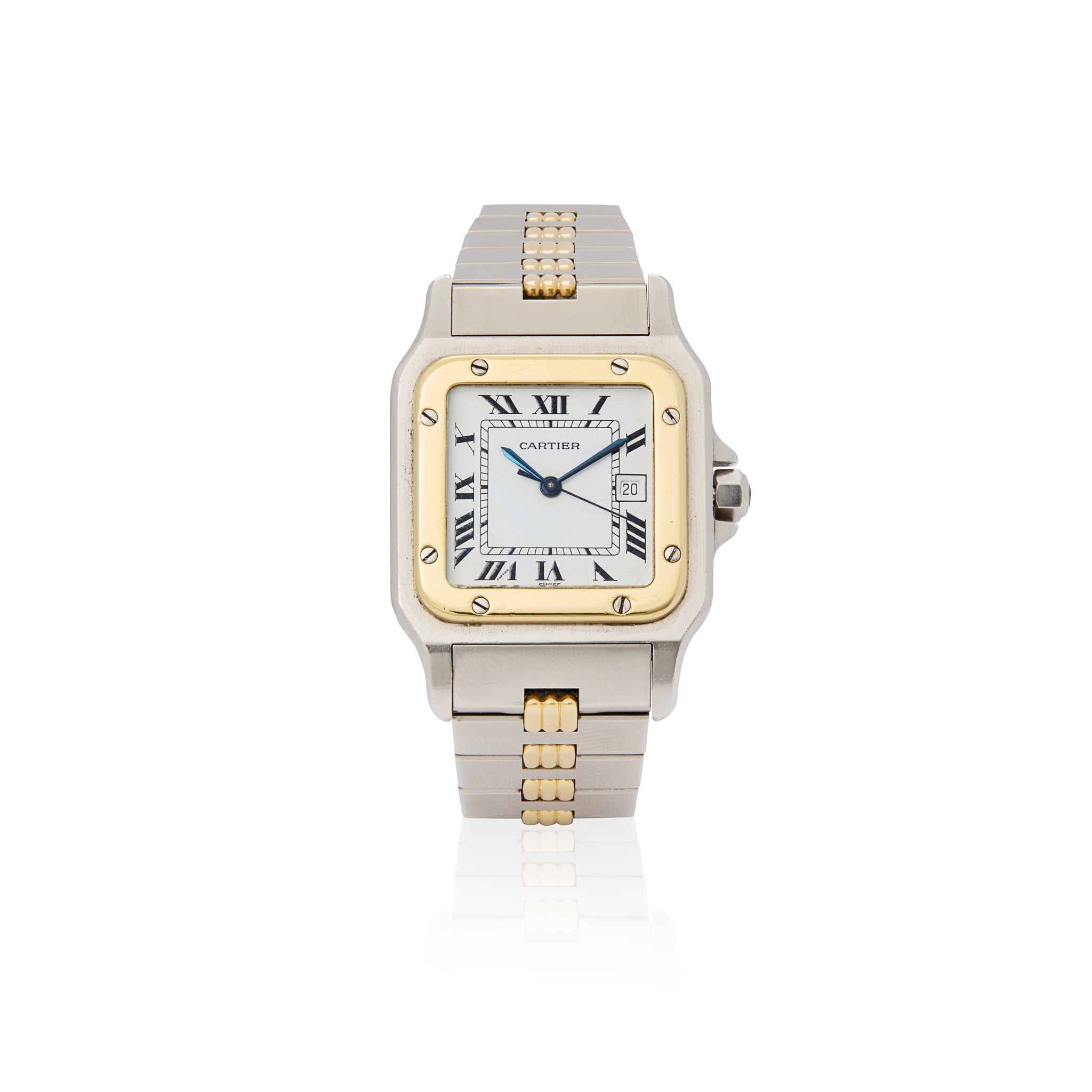 Cartier. An unusual stainless steel and gold automatic bracelet watch