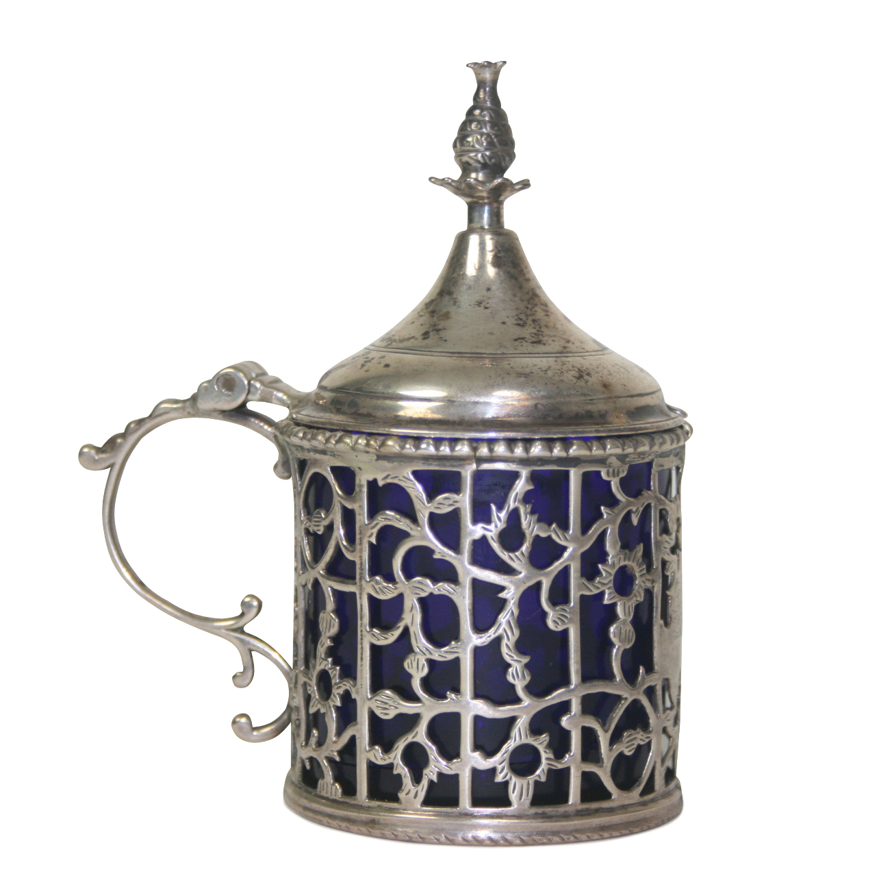 GEORGE III PIERCED SILVER DRUM MUSTARD