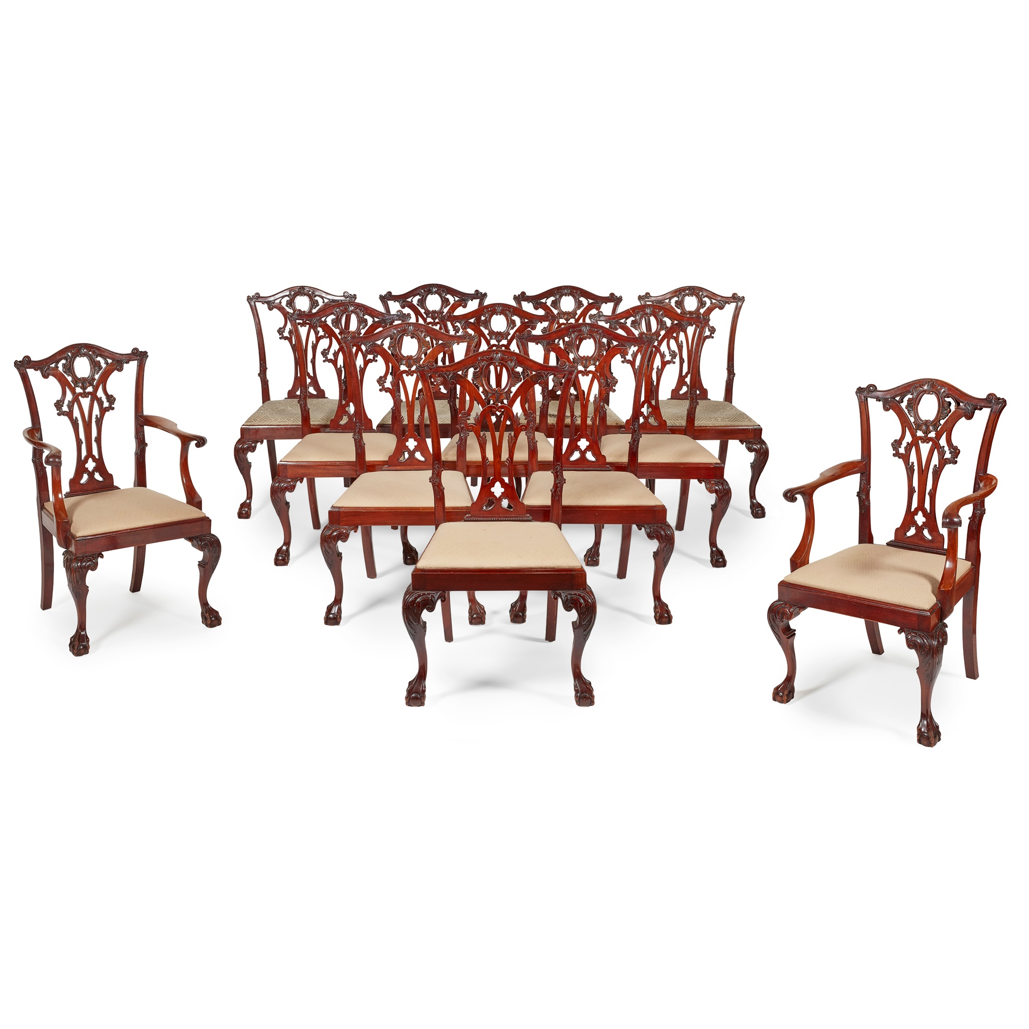 SET OF TWELVE GEORGIAN STYLE MAHOGANY DINING CHAIRS