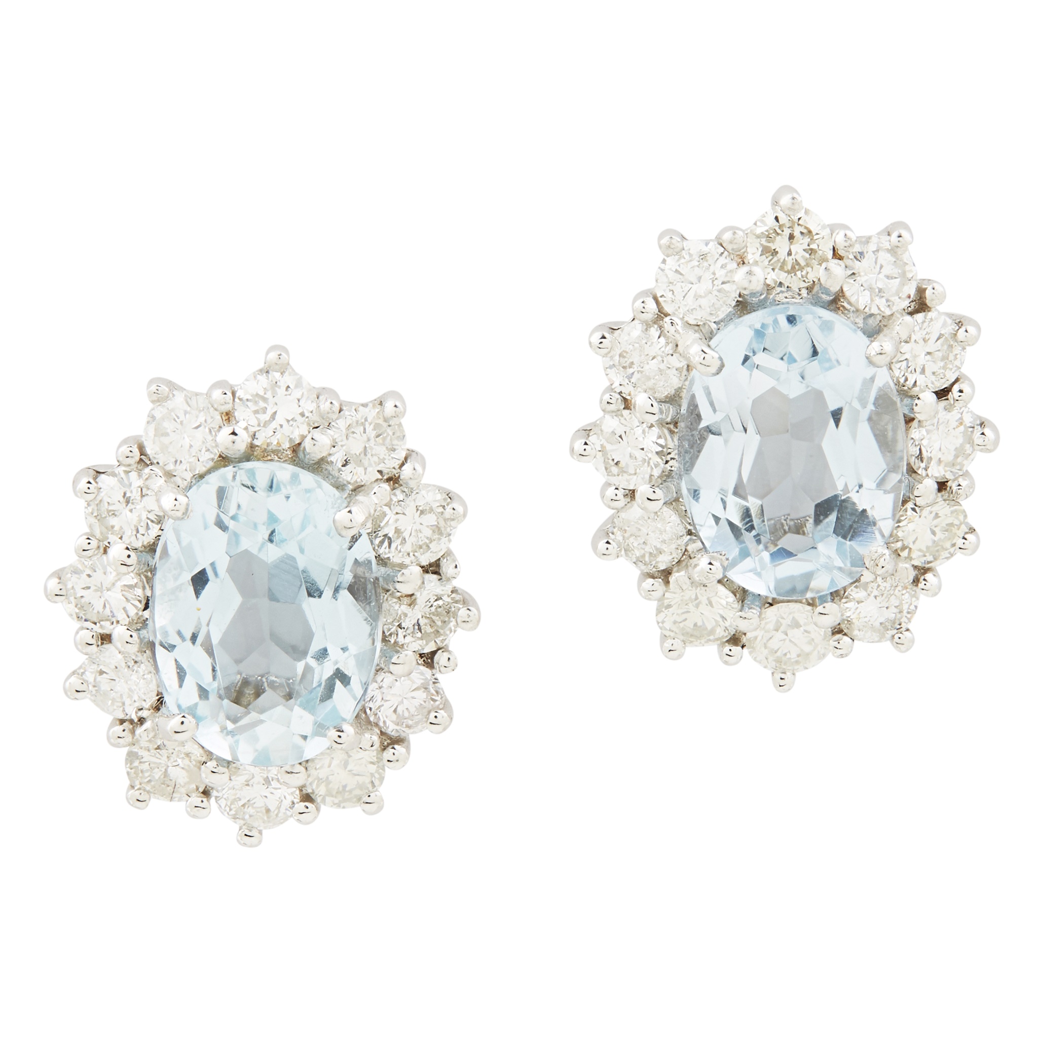 A pair of aquamarine set earrings