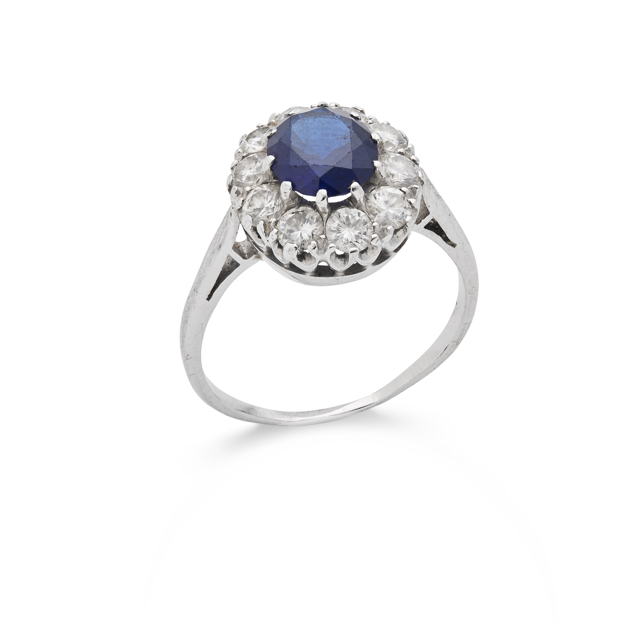 A sapphire and diamond cluster ring