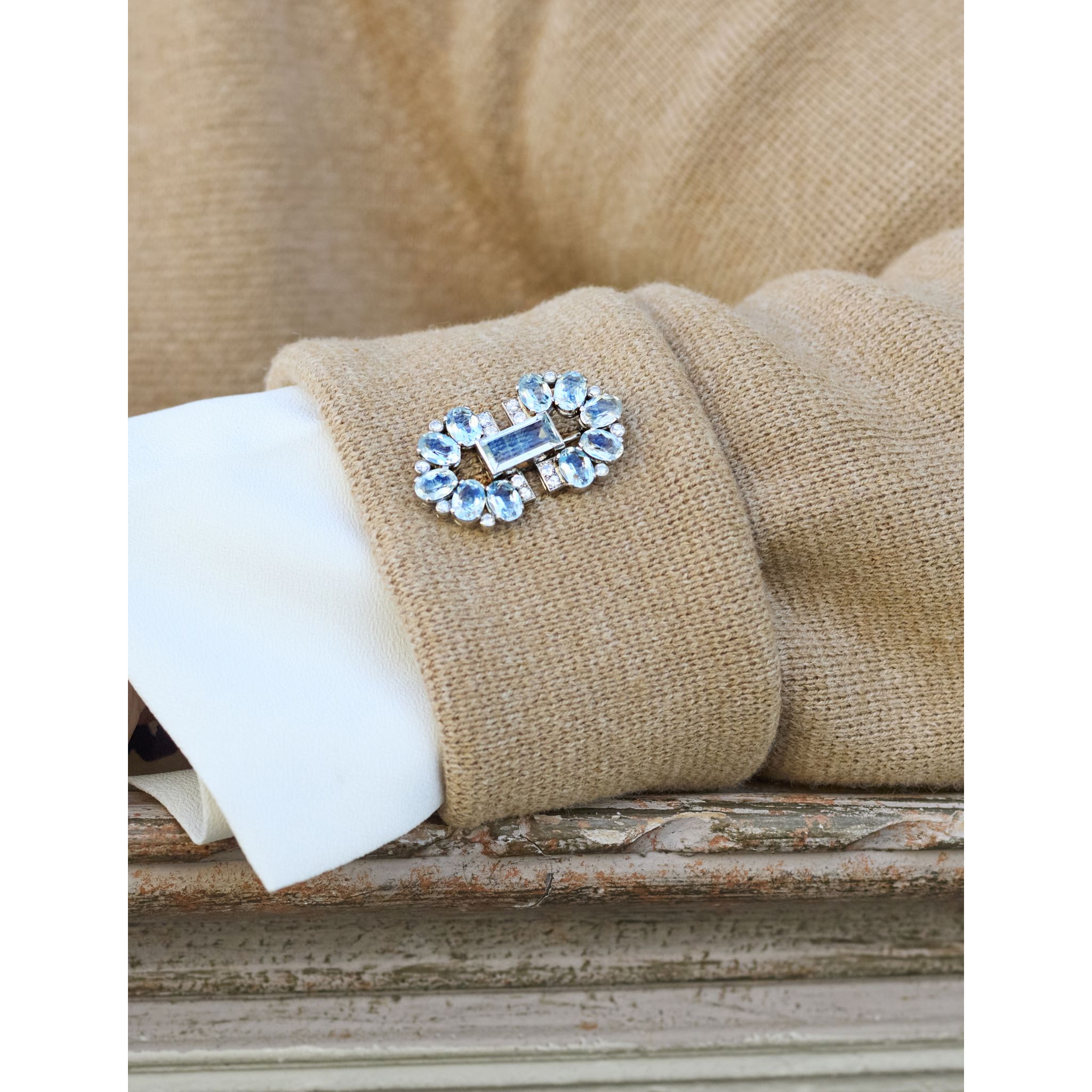 Cartier: An aquamarine and diamond brooch