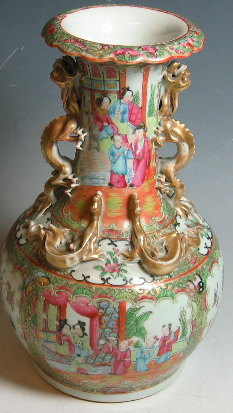 A Canton baluster vase,