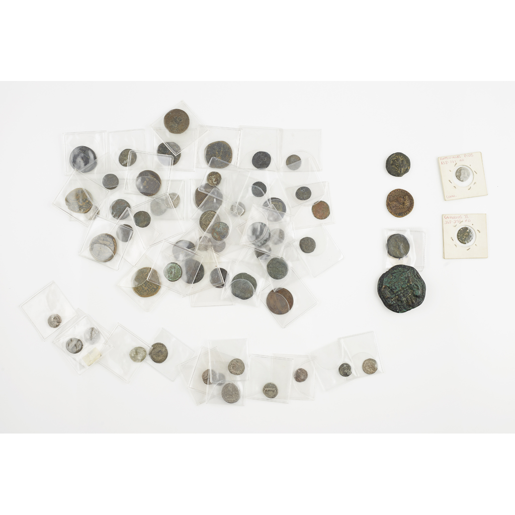 A collection of Roman and other coins