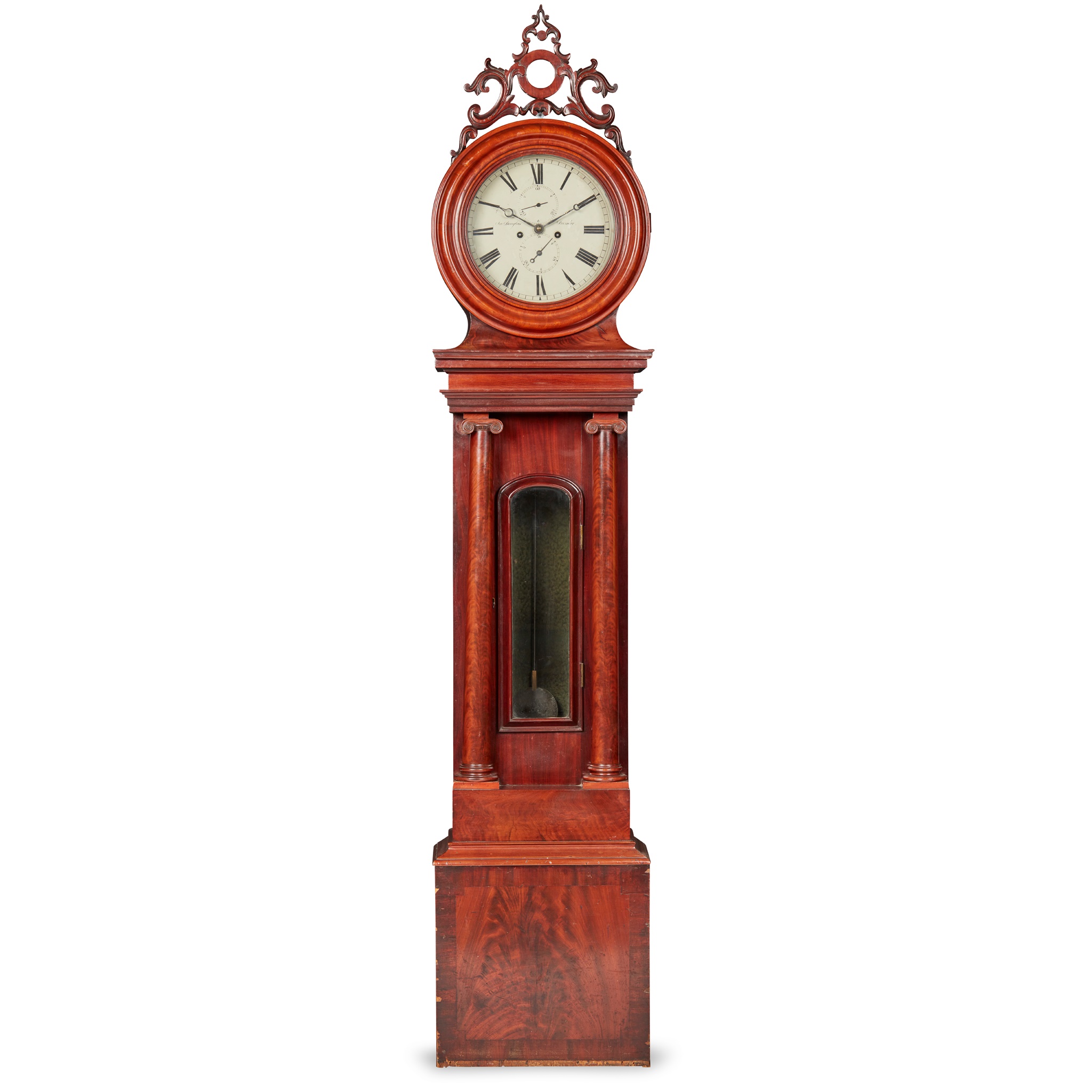 SCOTTISH MAHOGANY DRUMHEAD LONGCASE CLOCK, JAMES DOUGLAS, DUNDEE