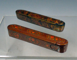 A Persian lacquered pen case