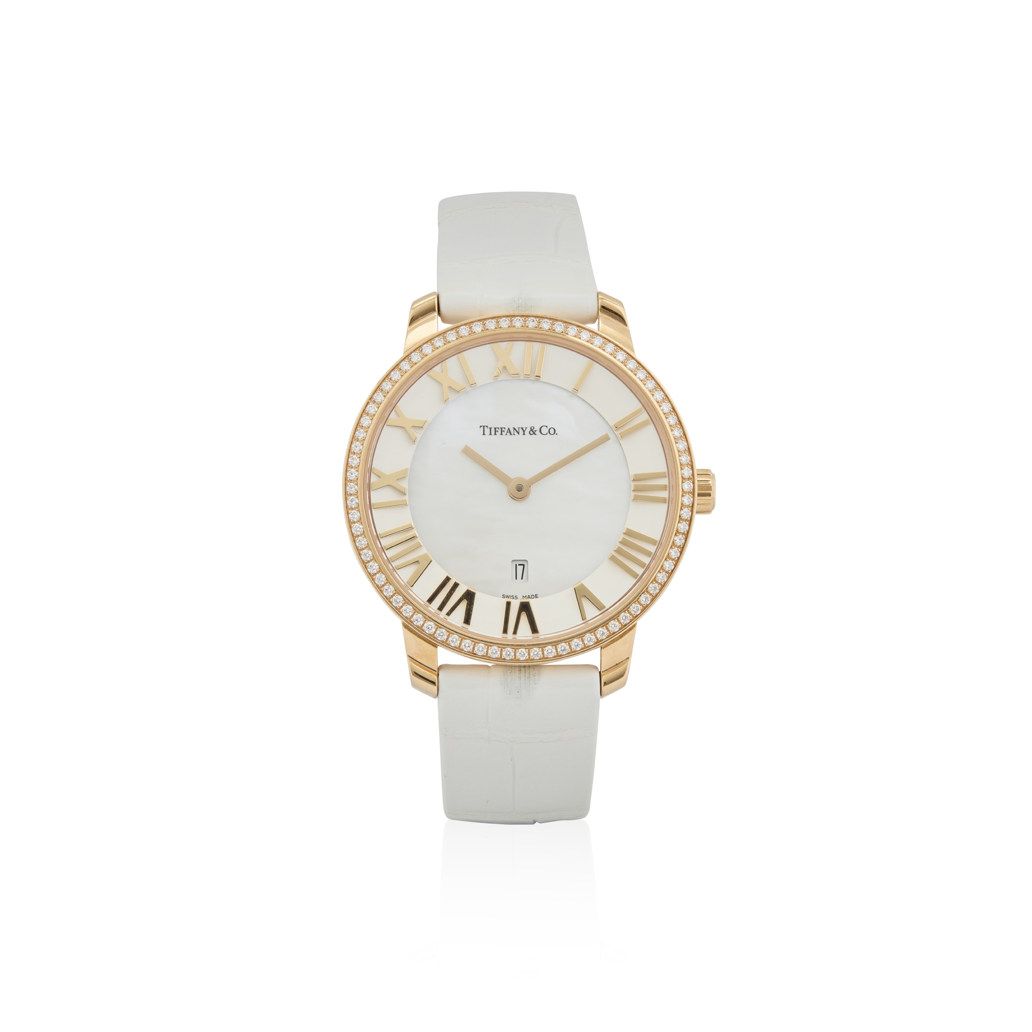 Tiffany & Co. A fine and attractive 18k pink gold and diamond quartz wristwatch