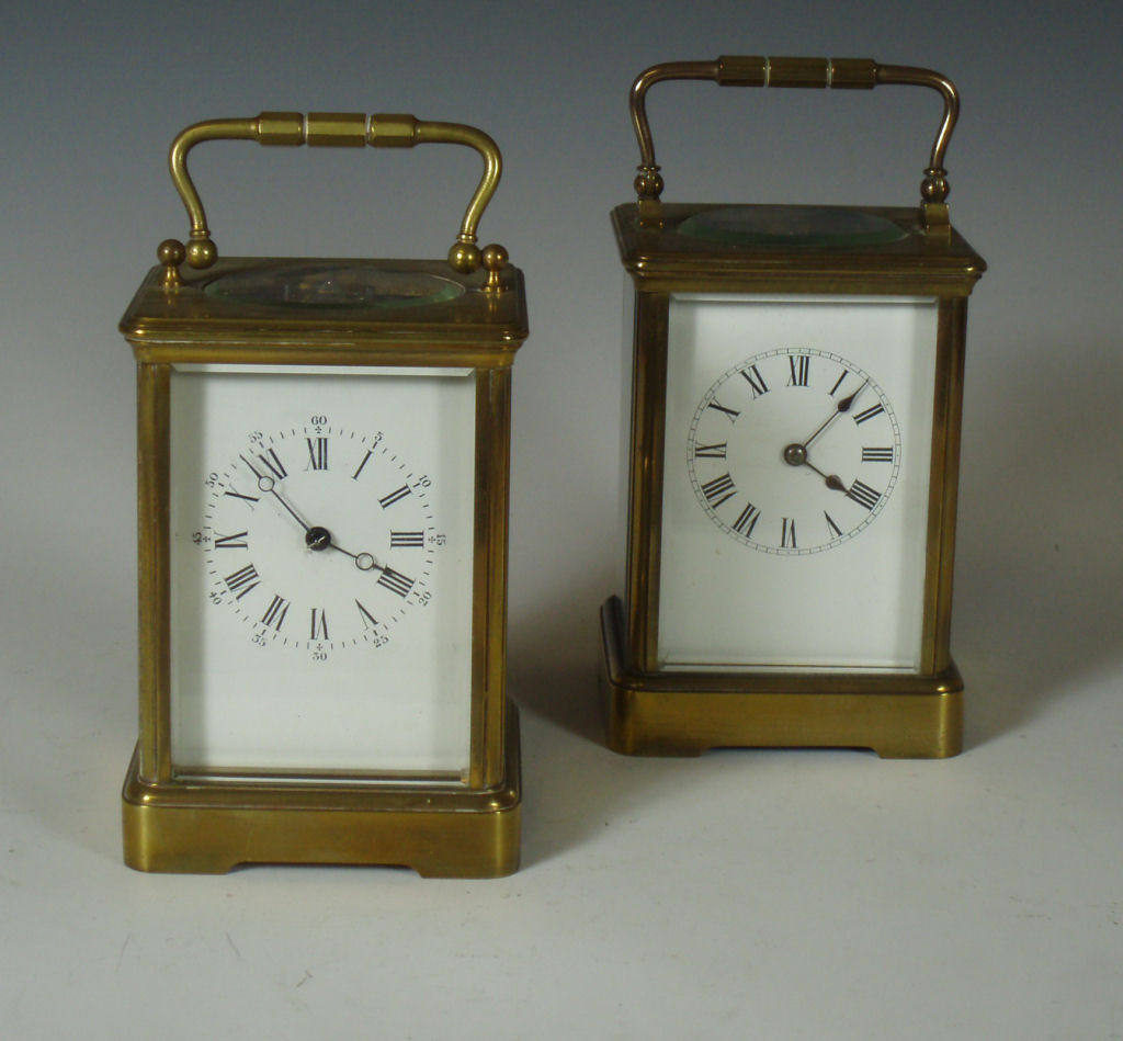 A brass cased carriage clock