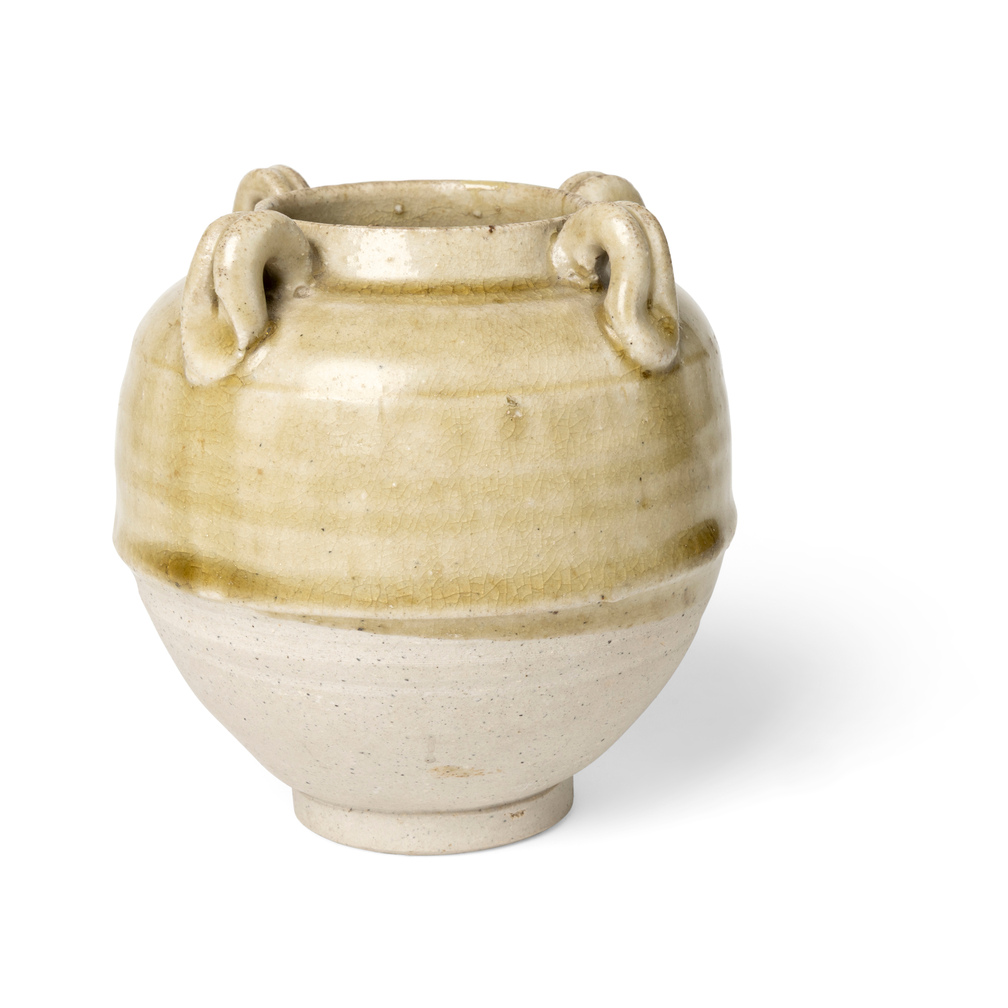 CHINESE CELADON-GLAZED OVOID HANDLED JAR