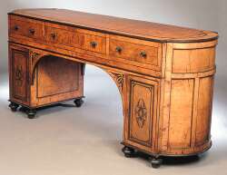 A Regency burr oak pedestal cabinet