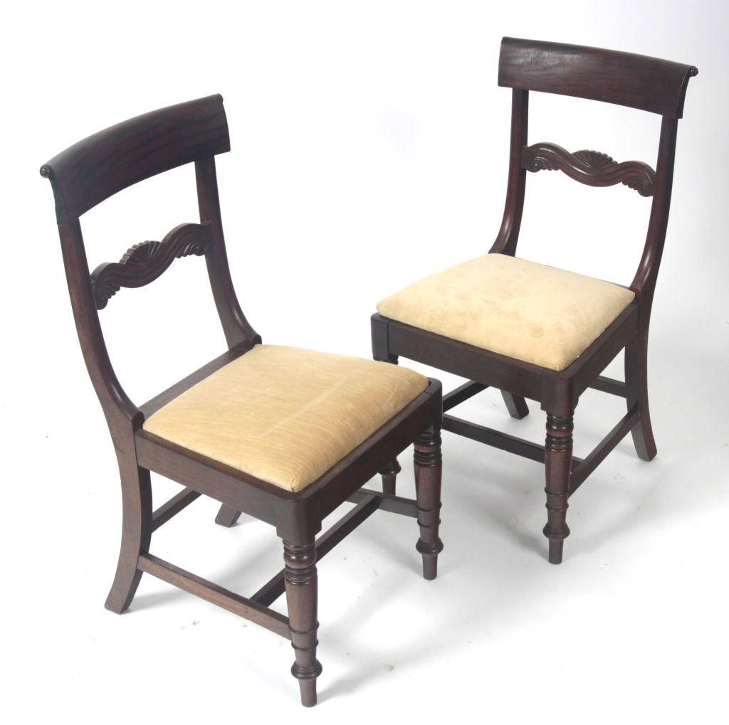 A set of six Regency mahogany dining chairs