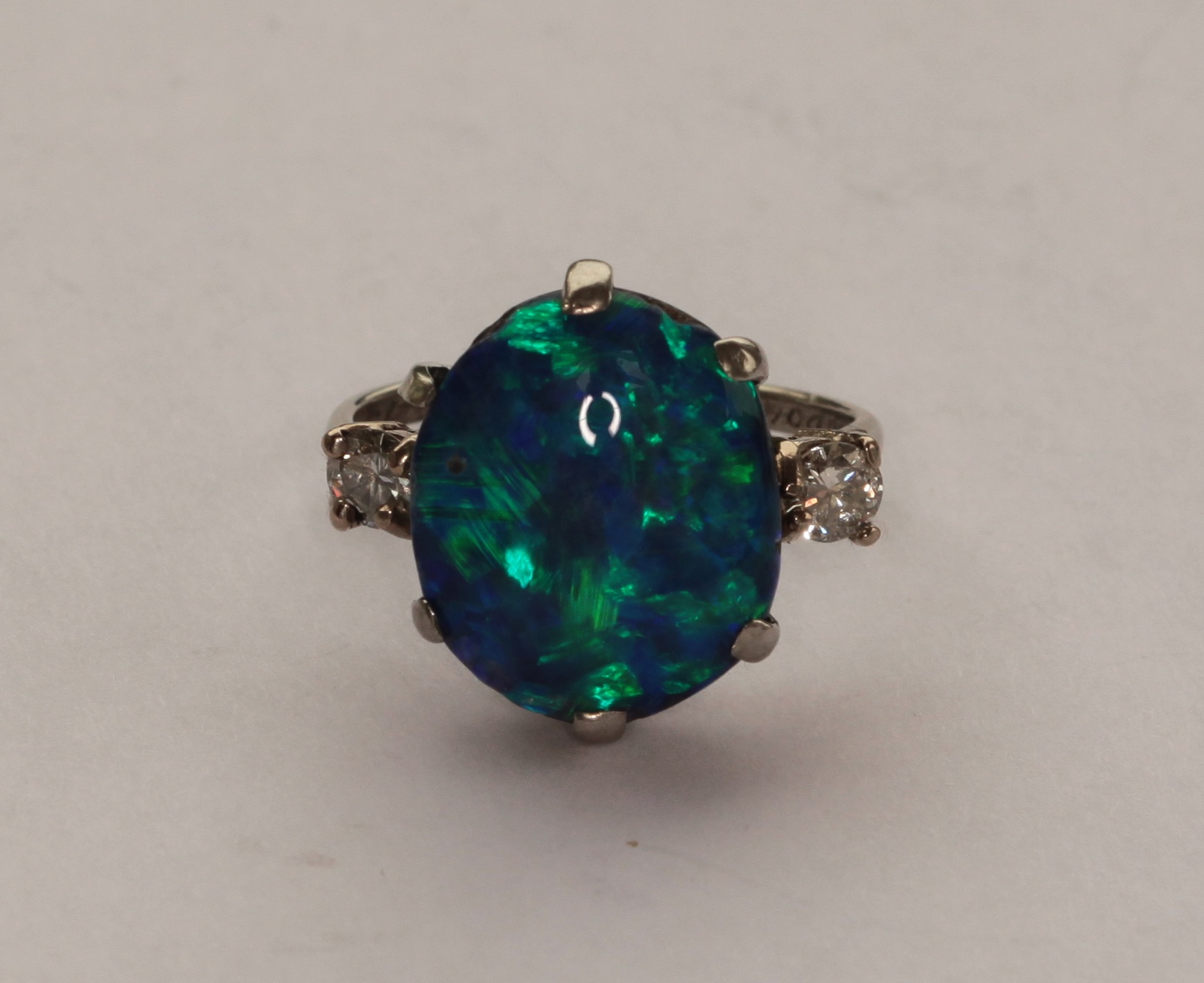 An opal and diamond set ring