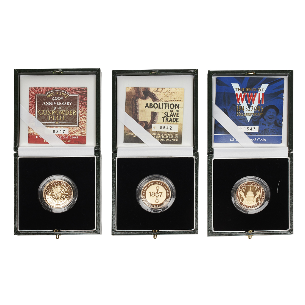 U.K. - A group of three gold proof £2 coins