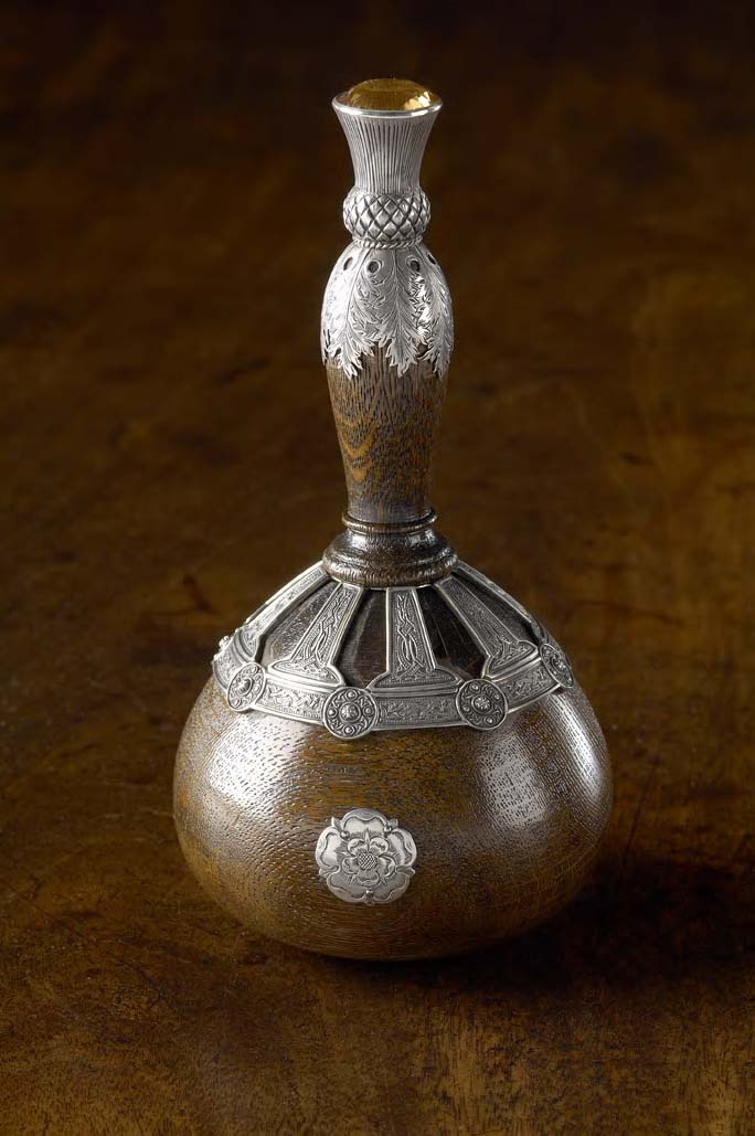 A Masonic ceremonial mounted wooden mallet,