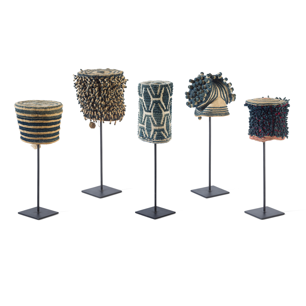 A COLLECTION OF BAMILEKE HATS