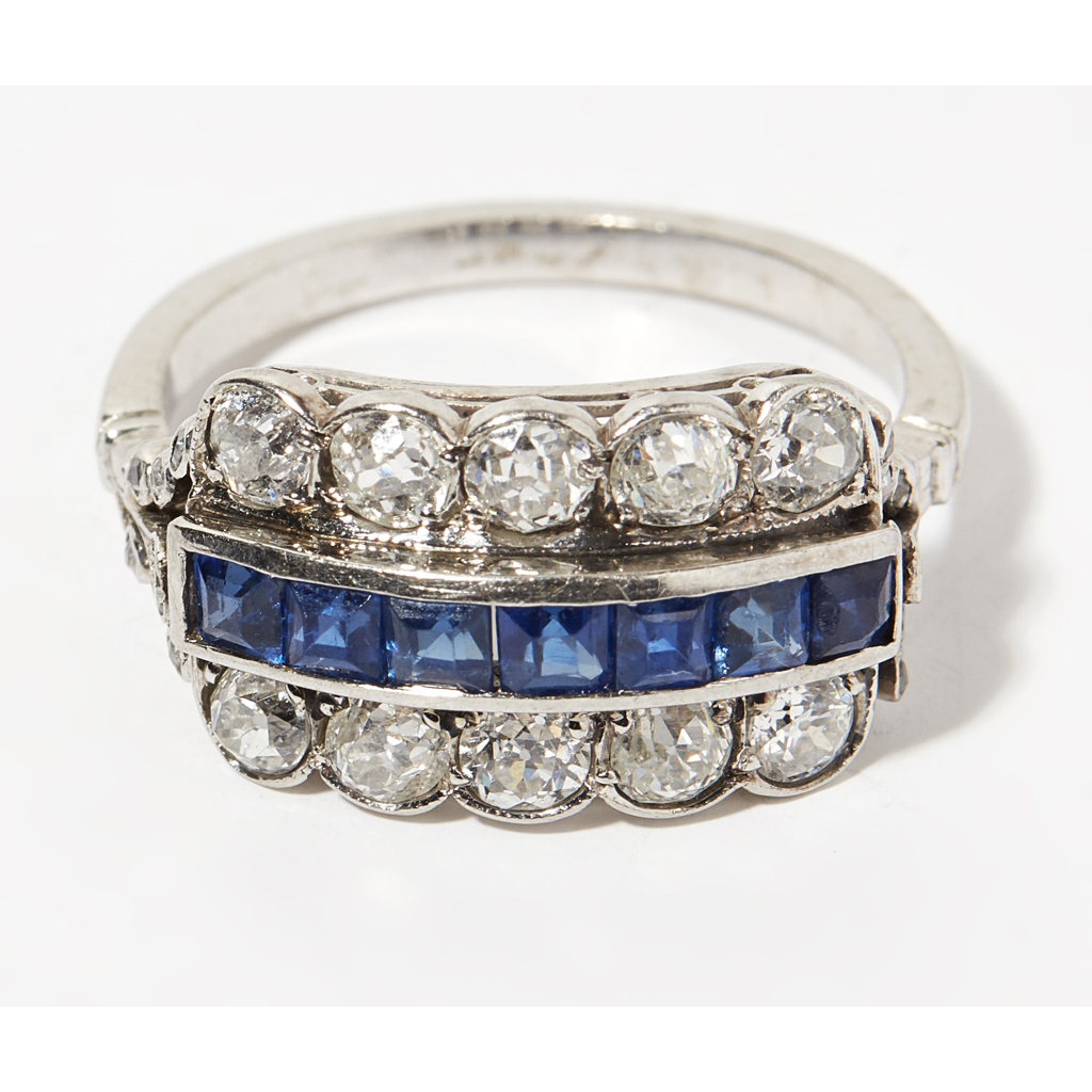 A sapphire and diamond set ring