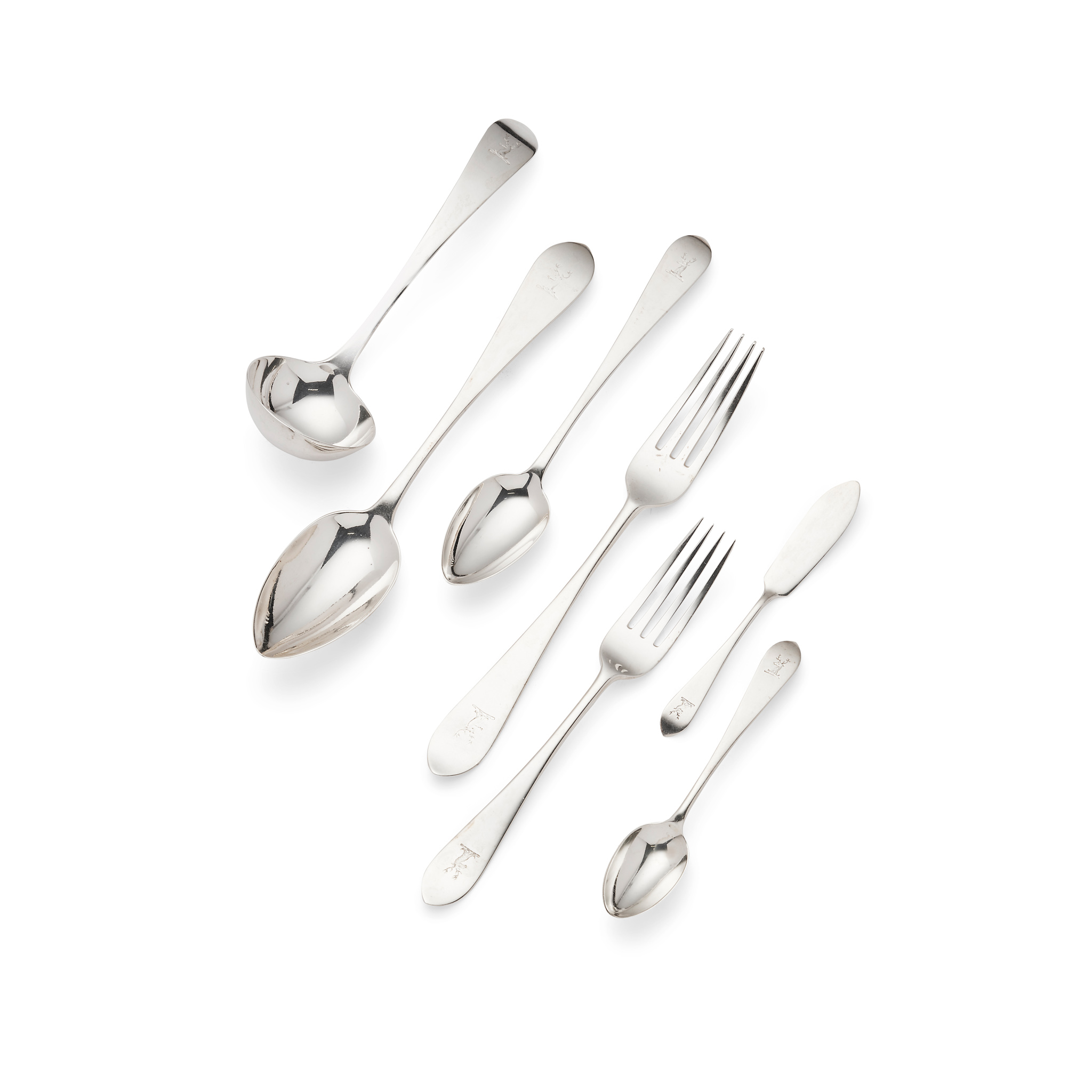 A SET OF GEORGE V CELTIC POINT PATTERN FLATWARE