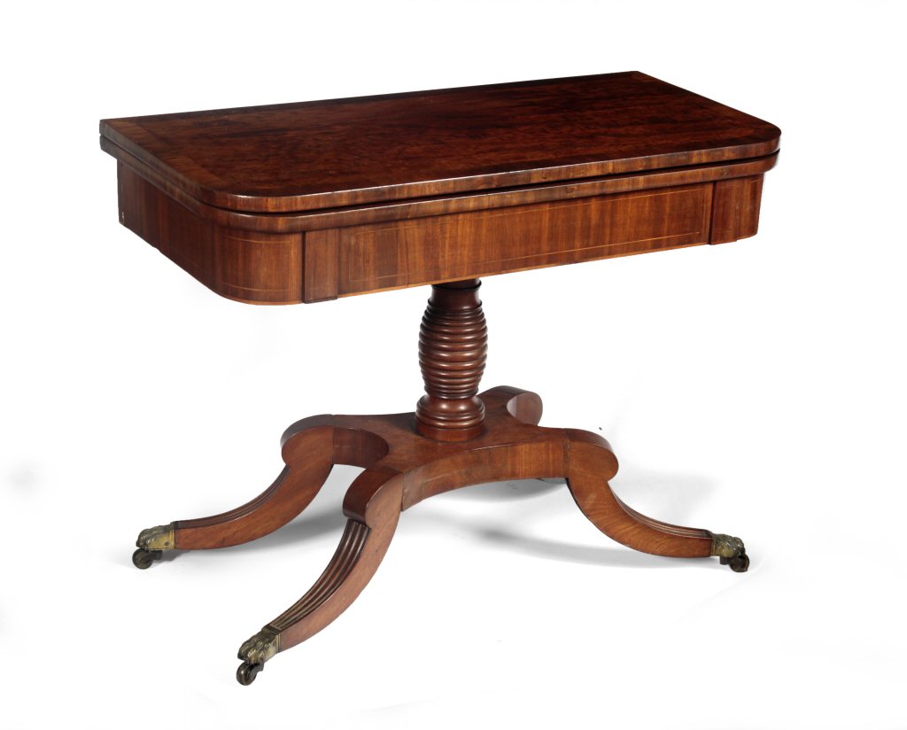 SCOTTISH REGENCY MAHOGANY INLAID TEA TABLE