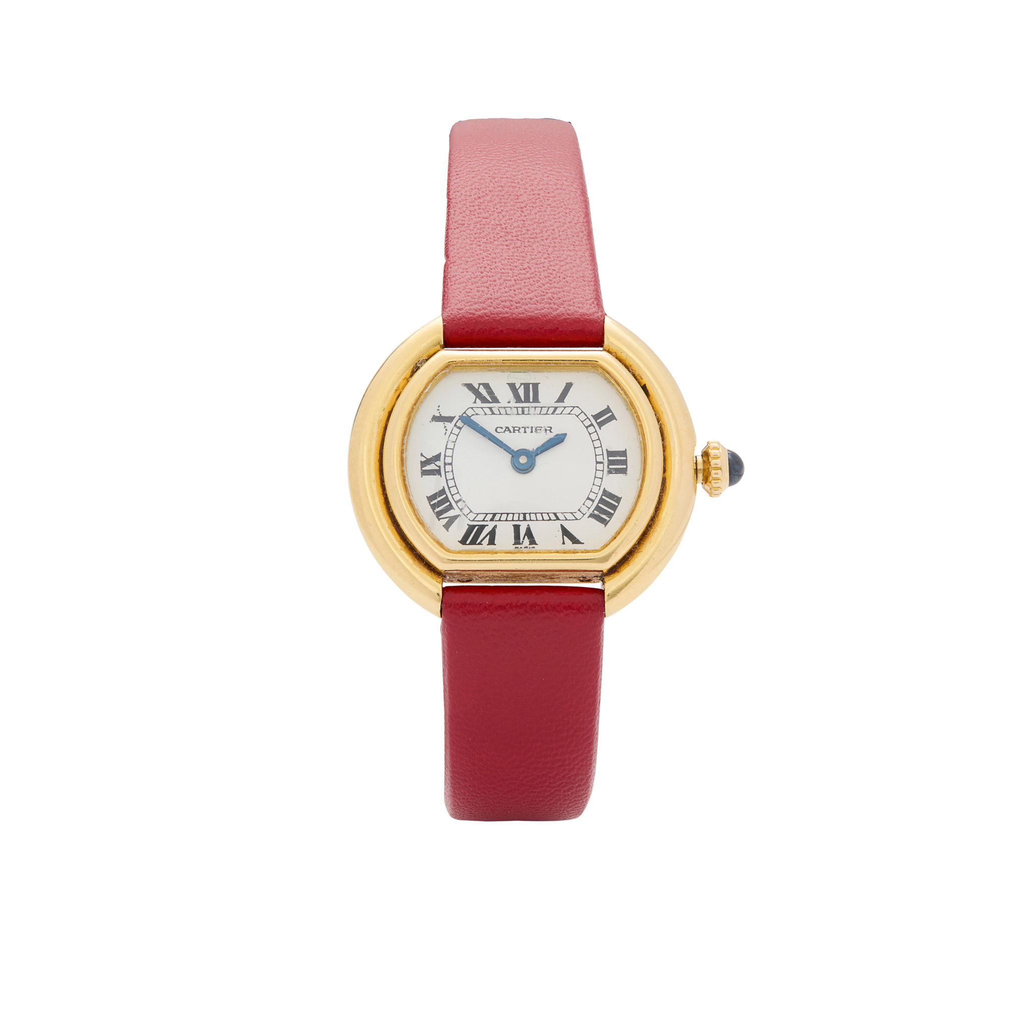 Cartier. A ladies 18k gold mechanical wristwatch on associated 9k gold bracelet