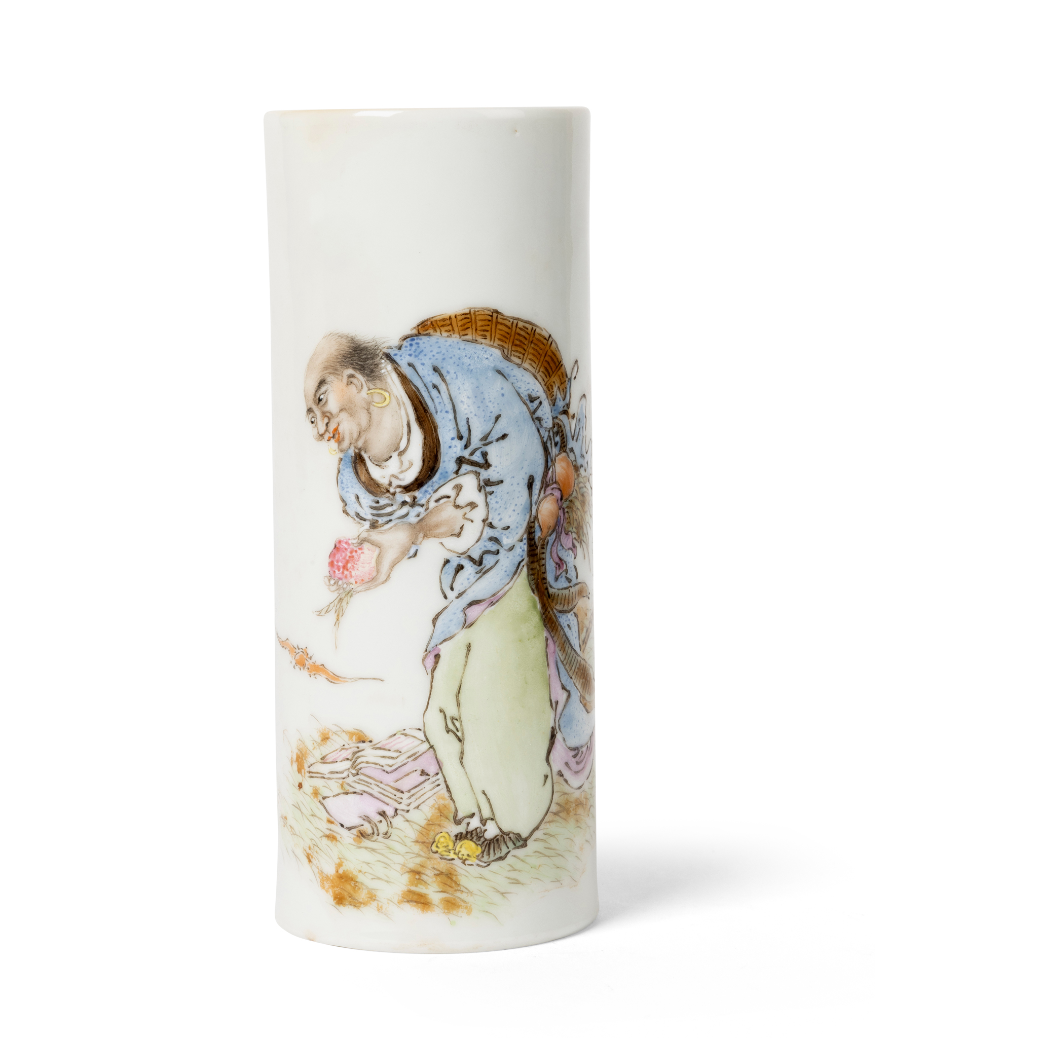 CHINESE FAMILLE ROSE 'FIGURAL' BRUSH POT