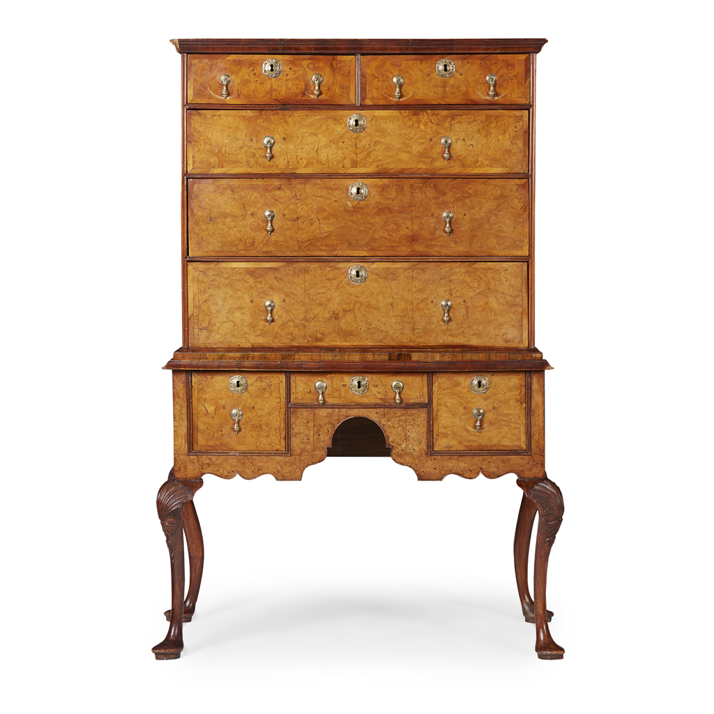 QUEEN ANNE STYLE WALNUT CHEST ON STAND