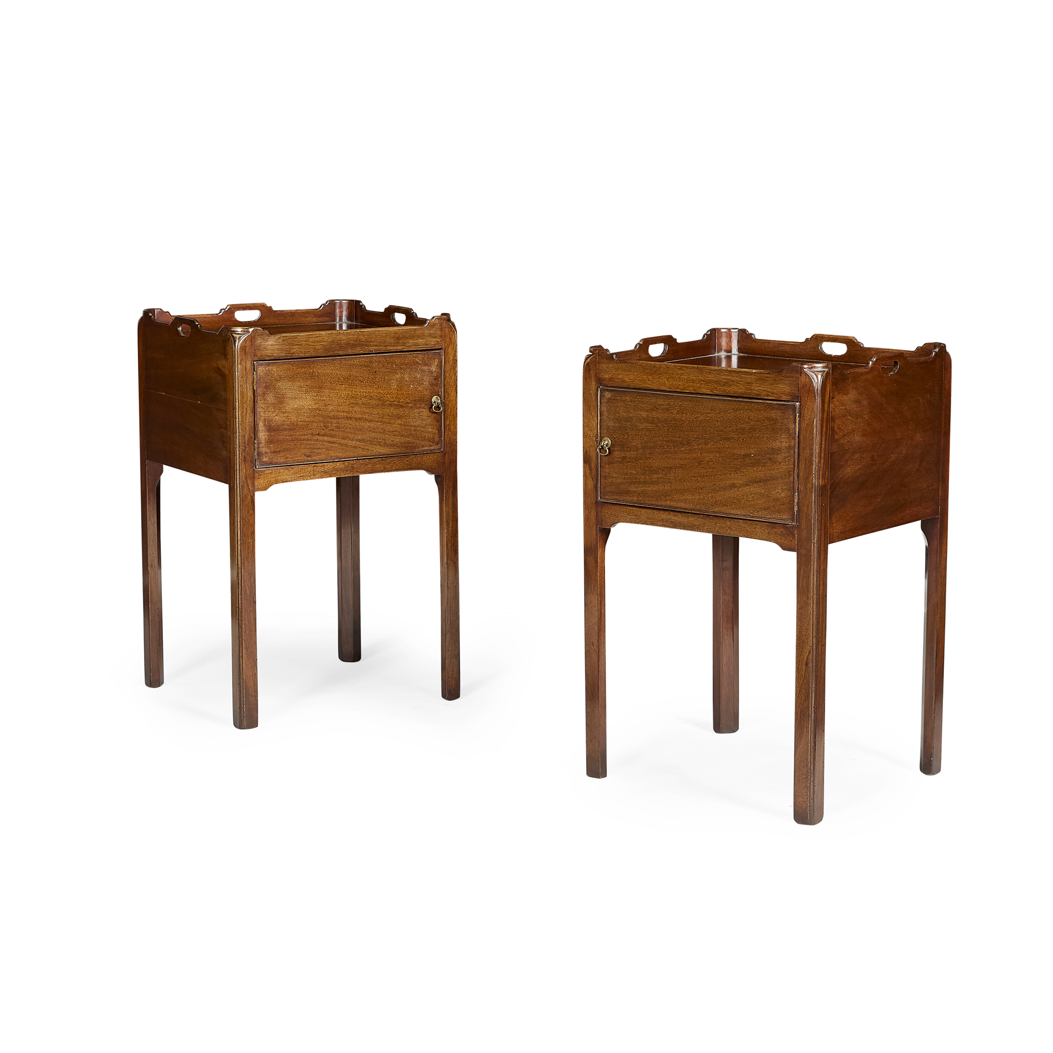 PAIR OF GEORGE III STYLE MAHOGANY BEDSIDE COMMODES