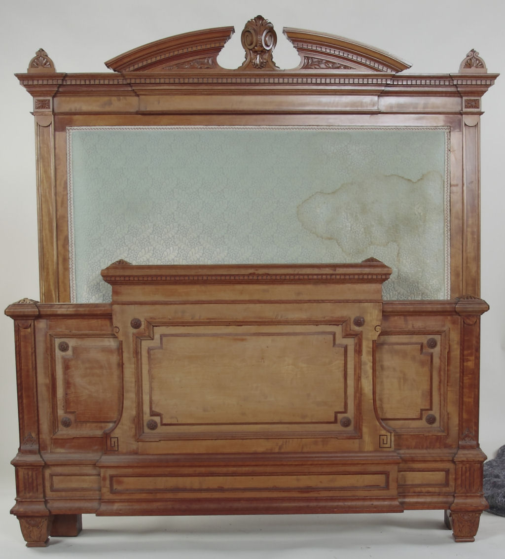 A seven piece neo-classical style satinwood bedroom suite