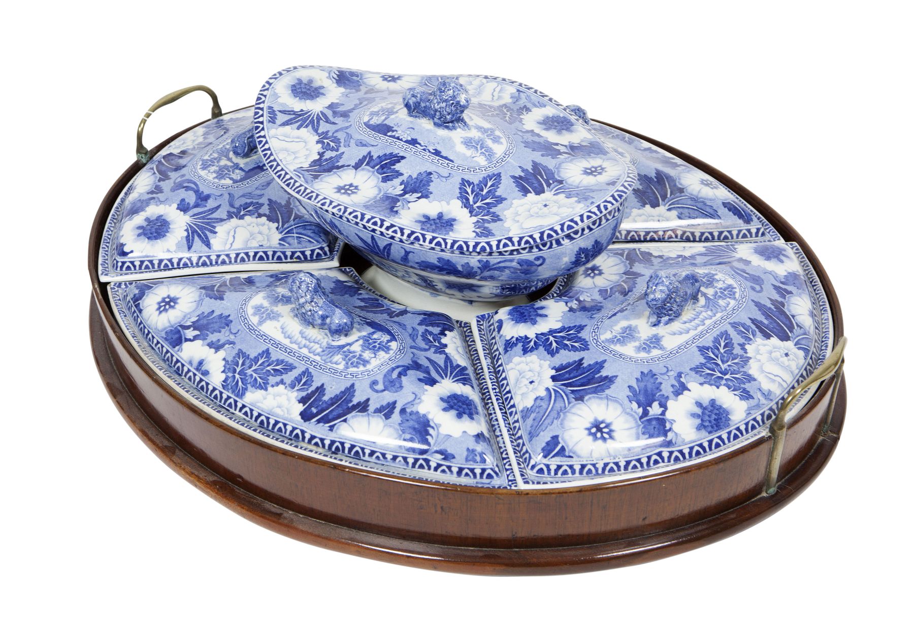 ROGERS & SON BLUE AND WHITE 'ZEBRA' PATTERN SUPPER SET