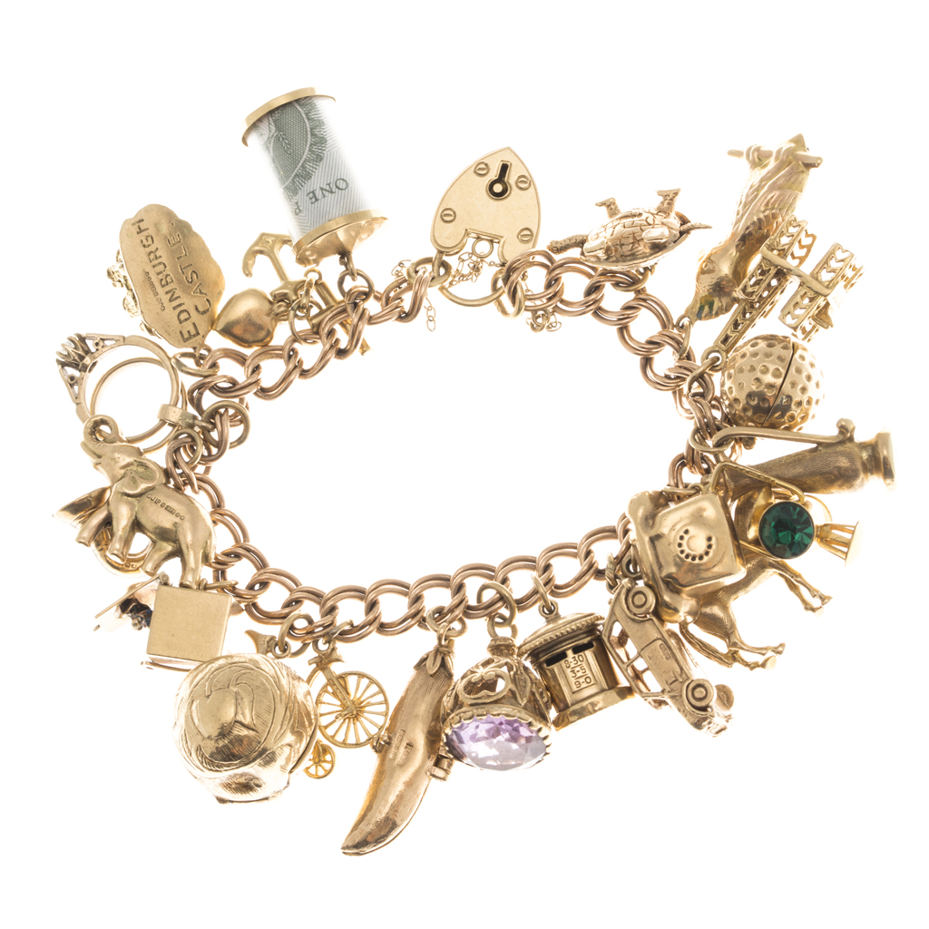 A 9ct gold charm bracelet