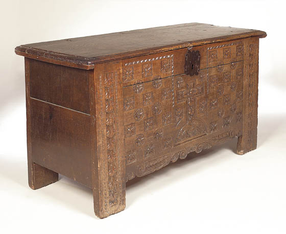 A Spanish eighteenth century walnut chest,