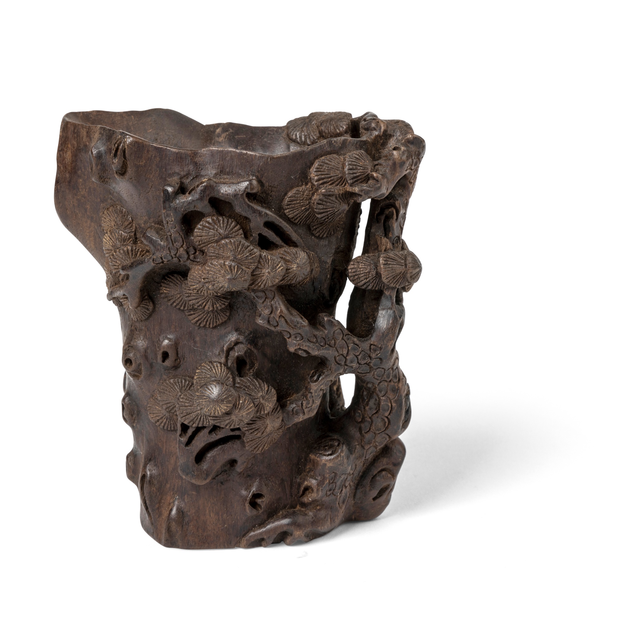 CARVED AGARWOOD LIBATION CUP