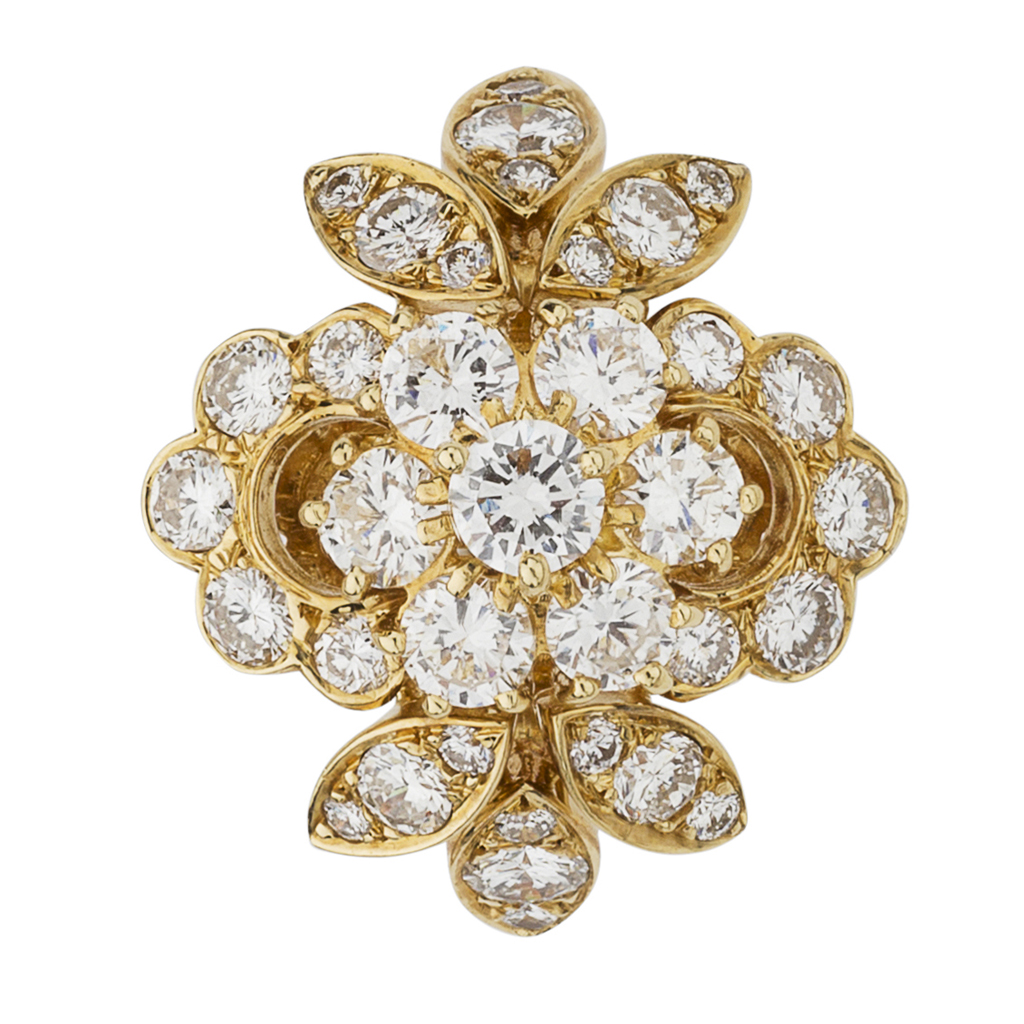 A French diamond set floral cluster ring