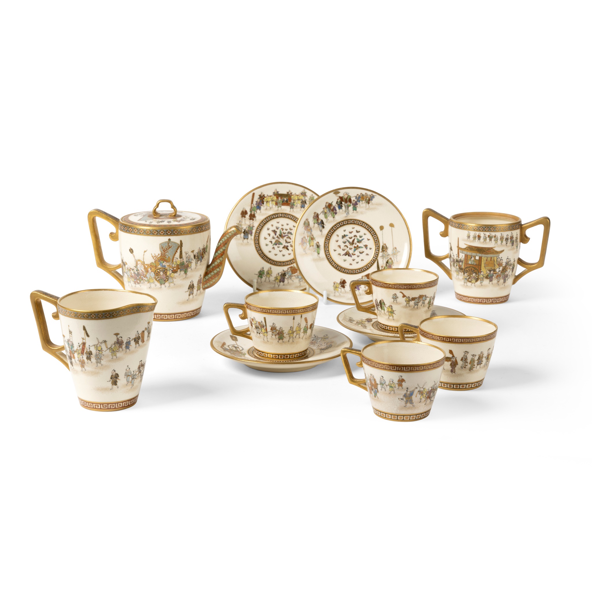 SET OF ELEVEN SATSUMA TEA WARES