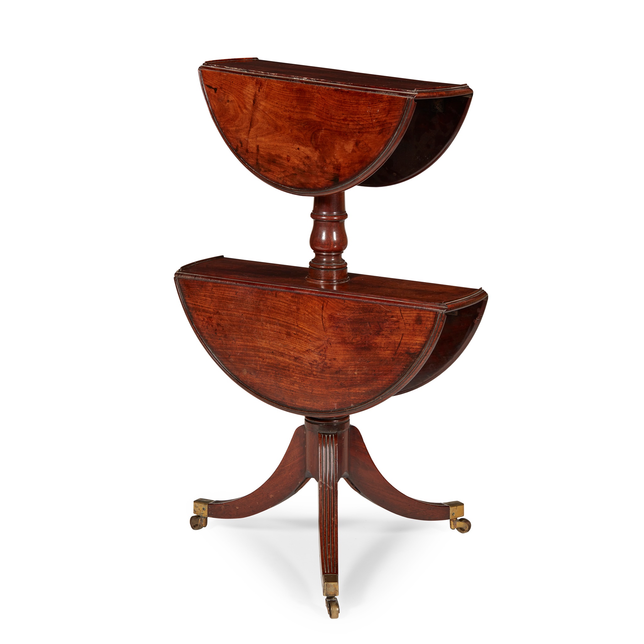 LATE GEORGE III DROP-LEAF TWO TIER MAHOGANY DUMBWAITER