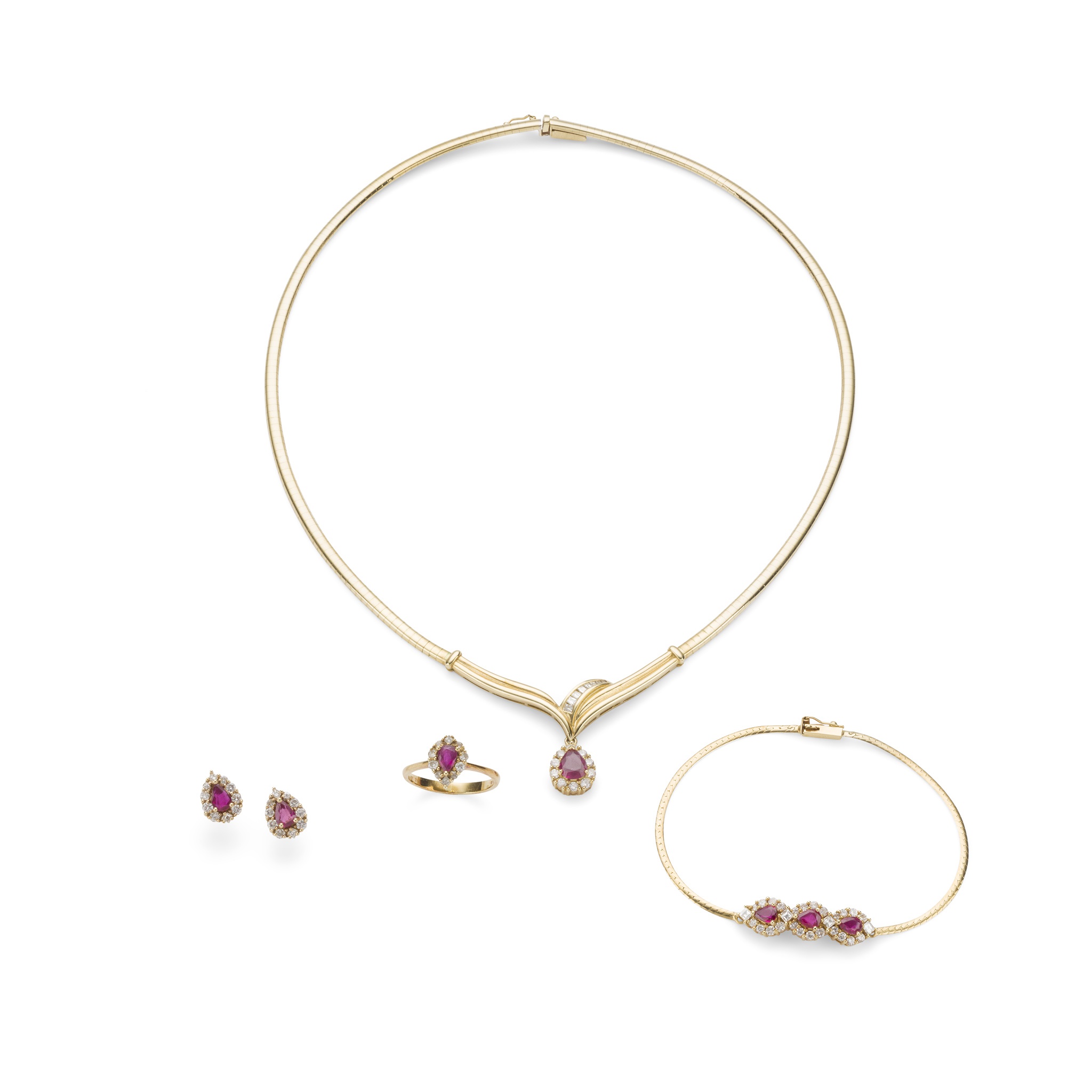 A suite of ruby and diamond jewellery