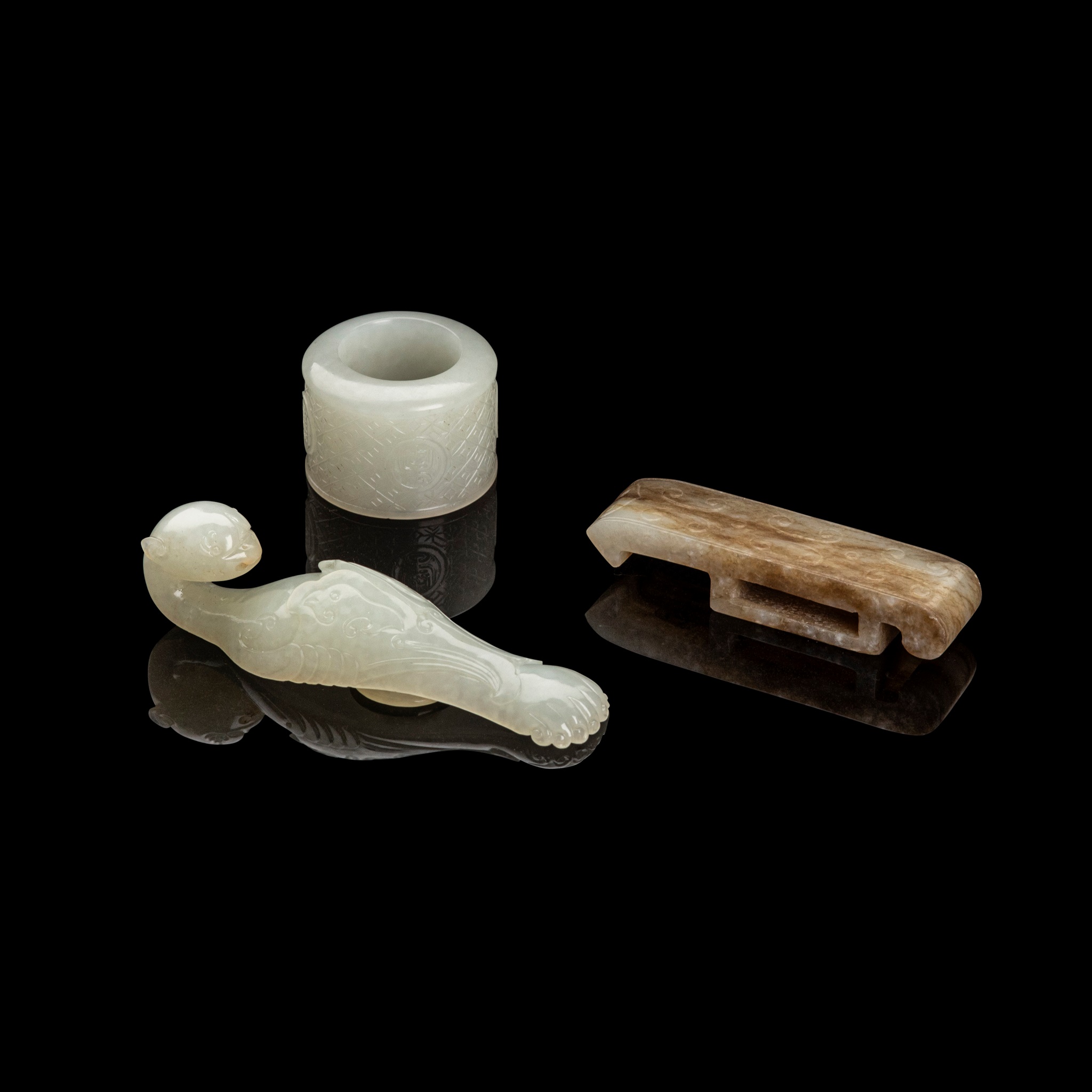 GROUP OF THREE JADE ORNAMENTS