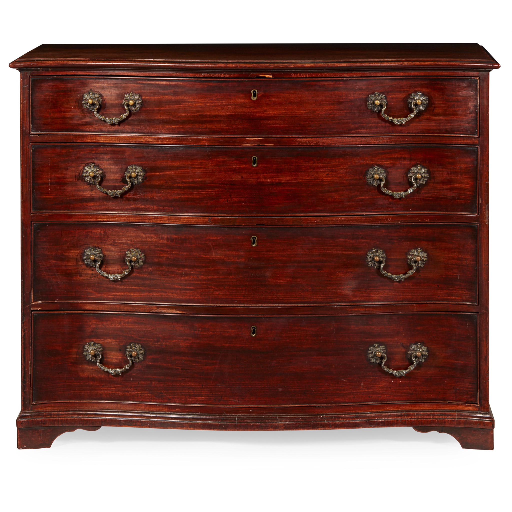 GEORGE III MAHOGANY SERPENTINE CHEST OF DRAWERS