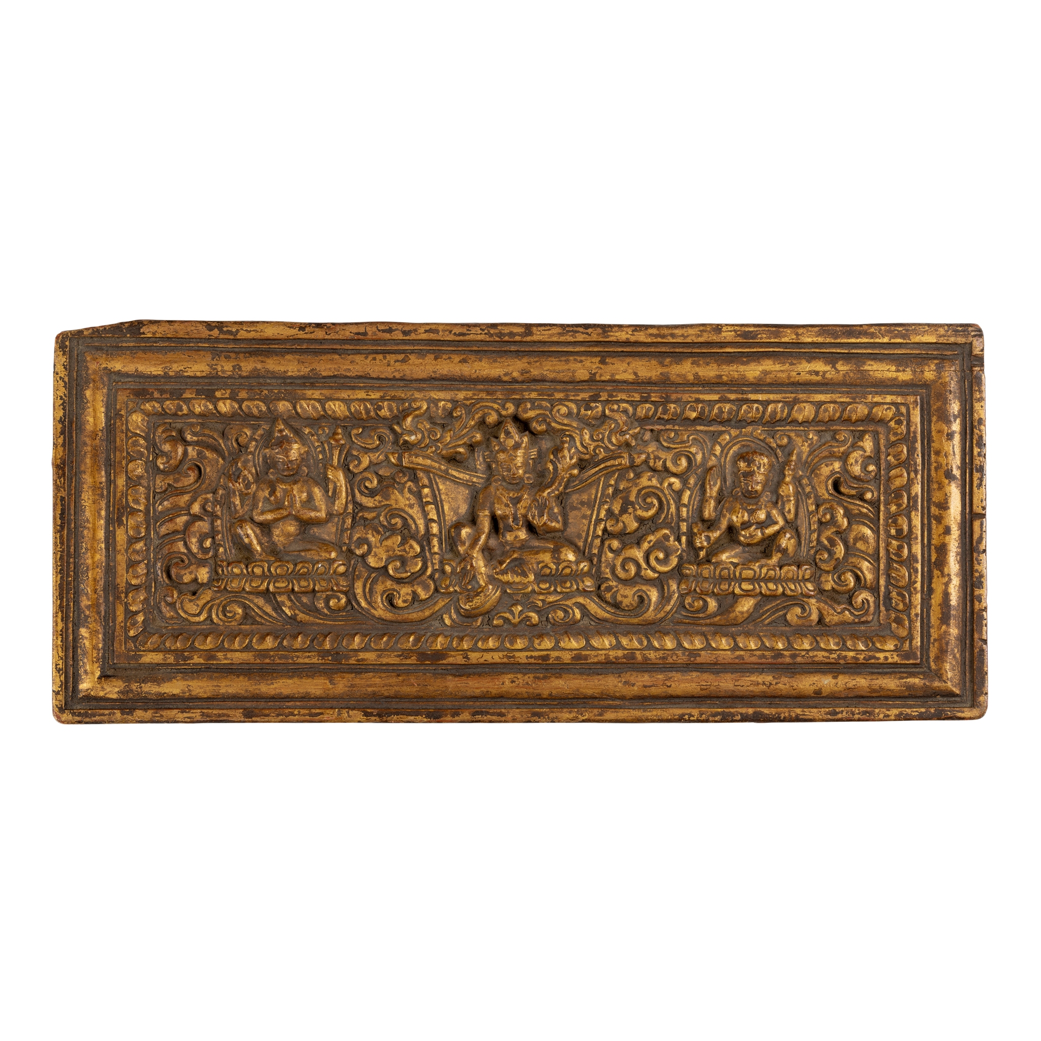 TIBETAN GILT-WOOD MANUSCRIPT COVER