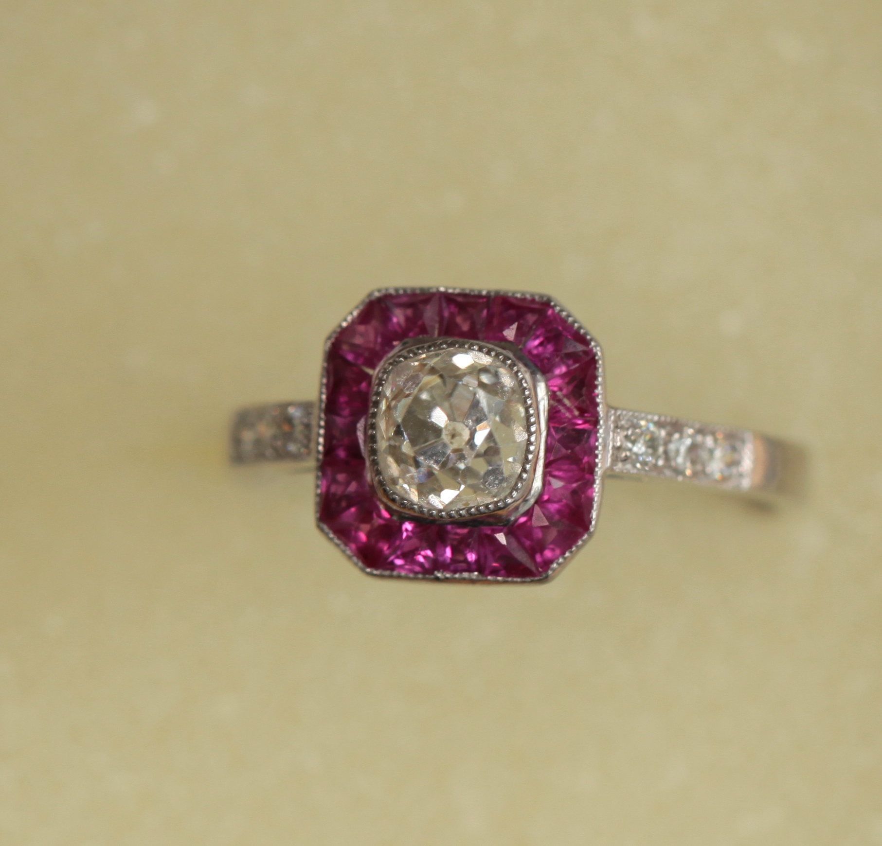 An attractive Edwardian style ruby and diamond ring