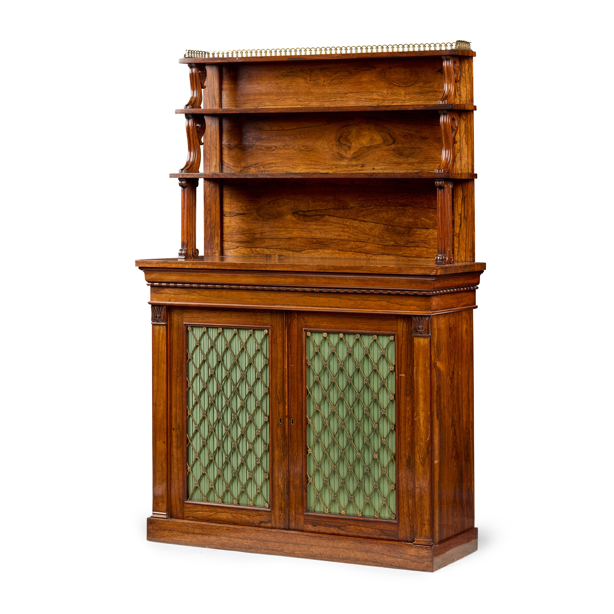 REGENCY ROSEWOOD AND BRASS CHIFFONIER, BY TAPRELL, HOLLAND & SON