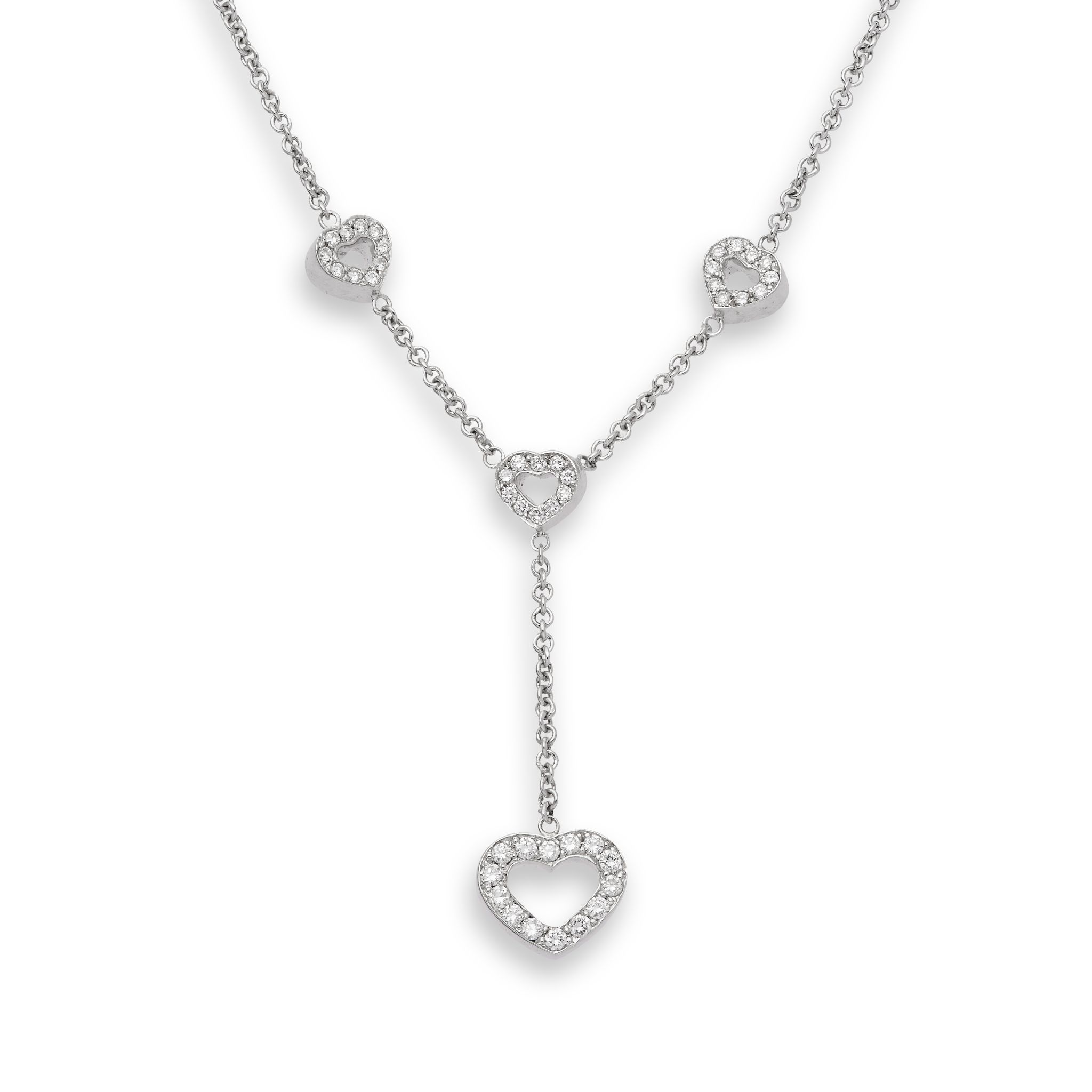 A diamond and white gold heart pendant necklace